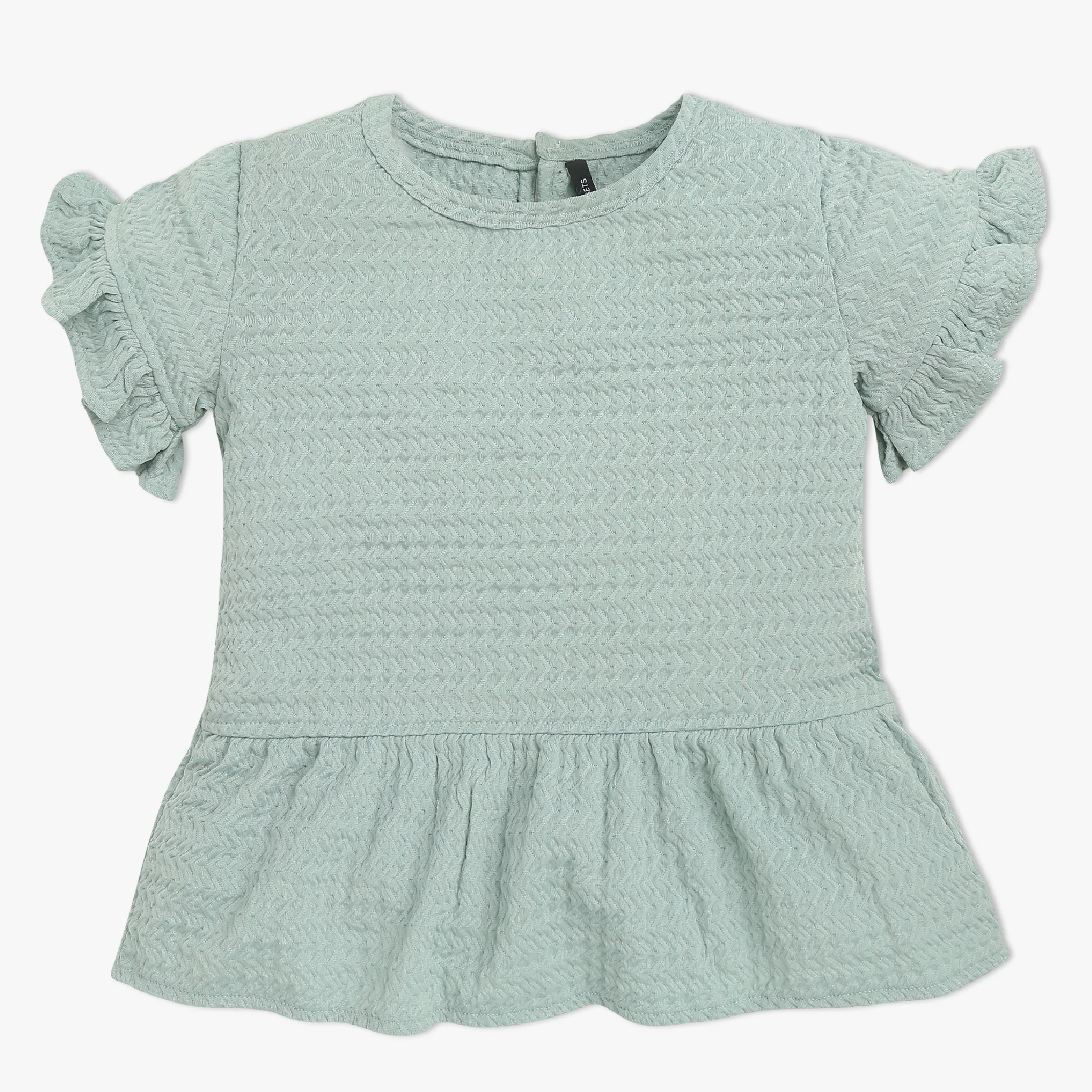 Girls Solid Flared Sleeve Round Neck T-Shirt - Image 4