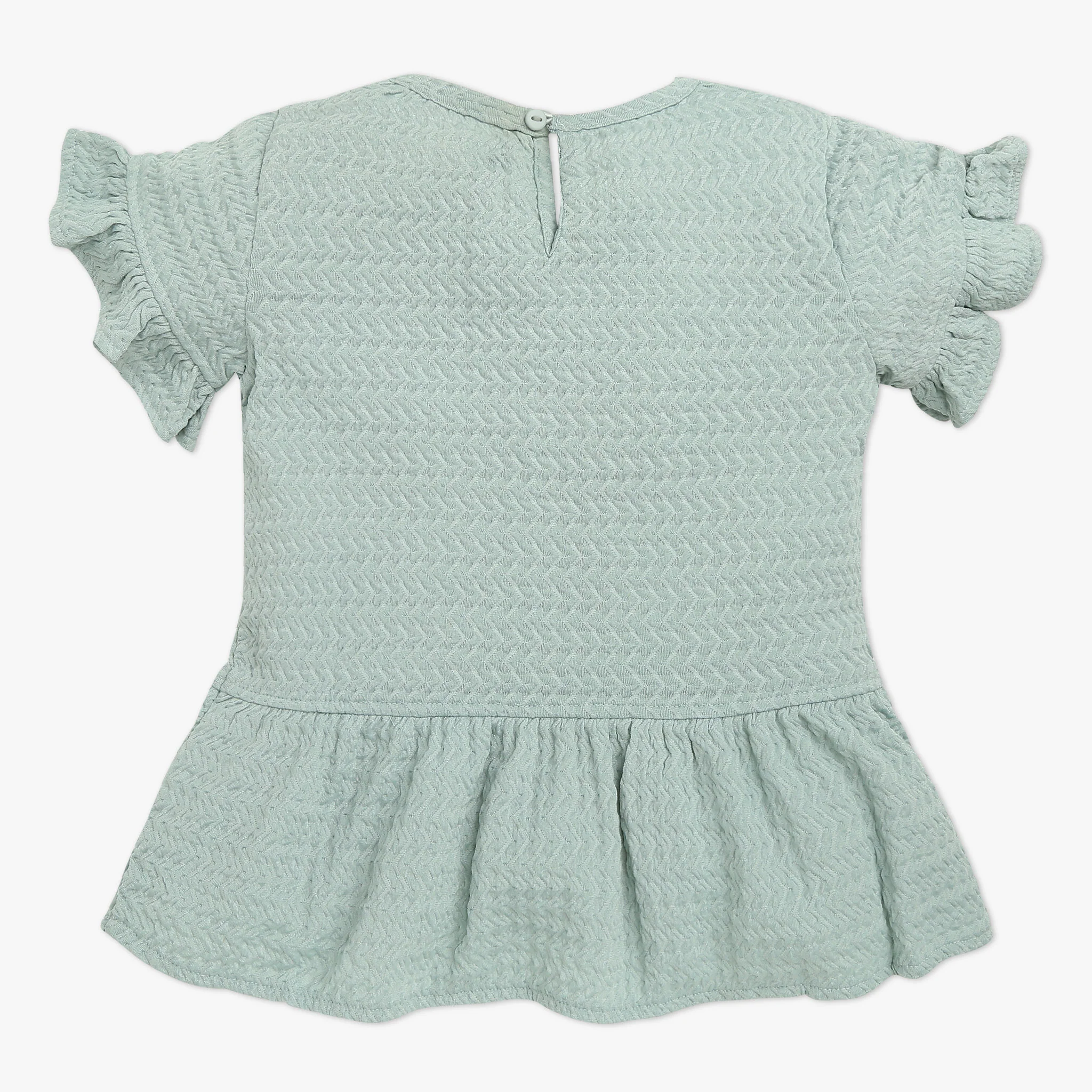 Girls Solid Flared Sleeve Round Neck T-Shirt - Image 5