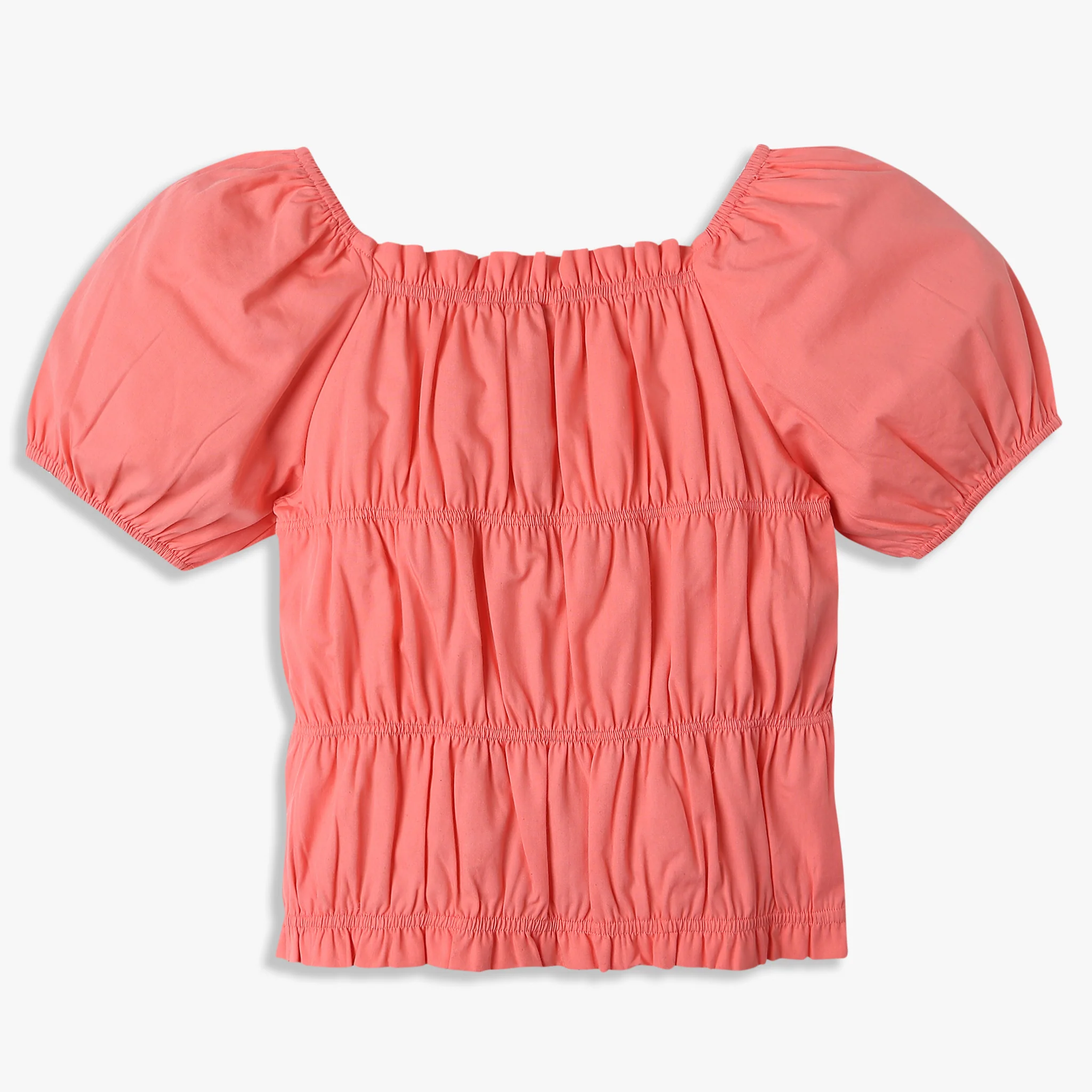 Girls Solid Ruched Square Neck Top - Image 5