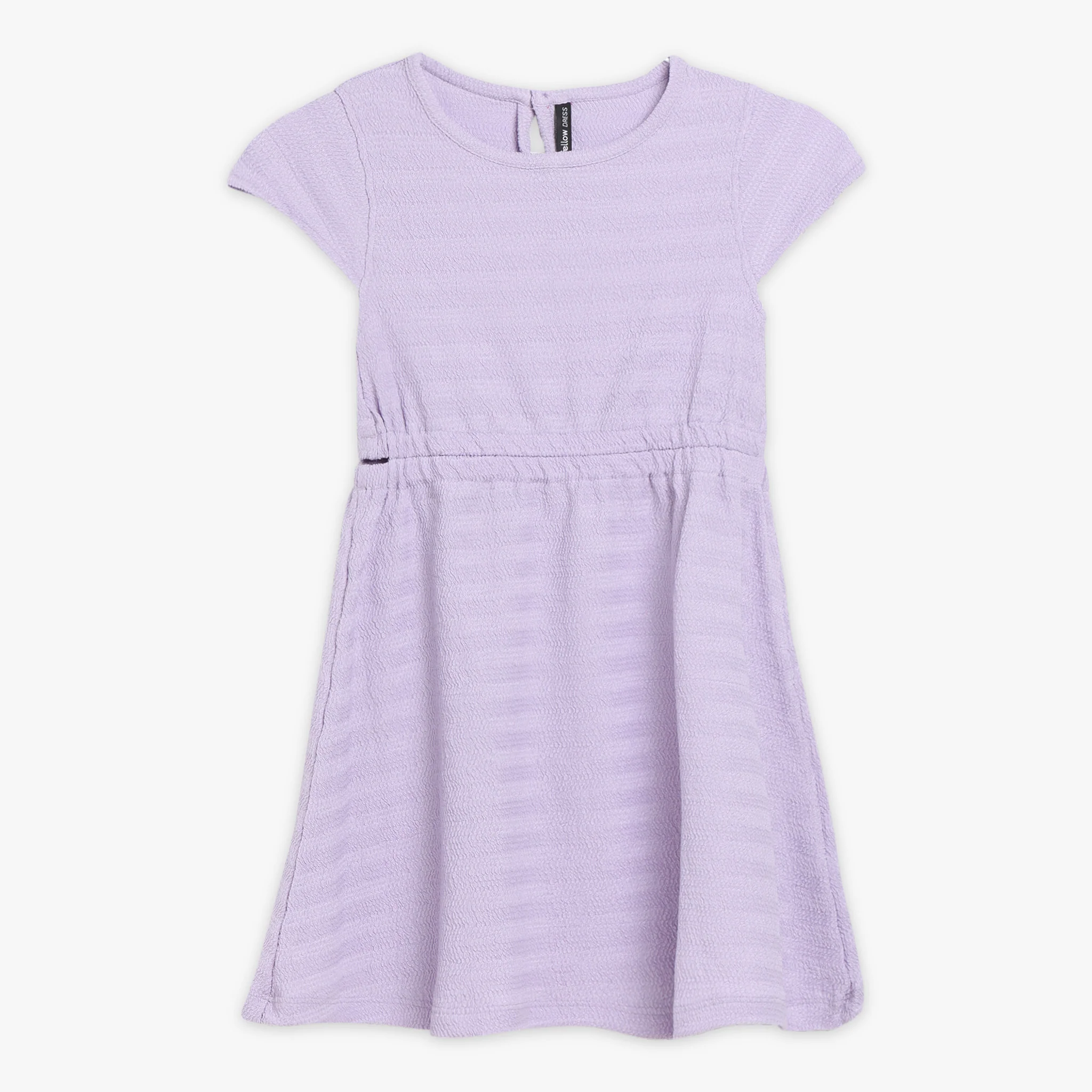 Girls Solid Short Sleeve Scoop Neck Dress