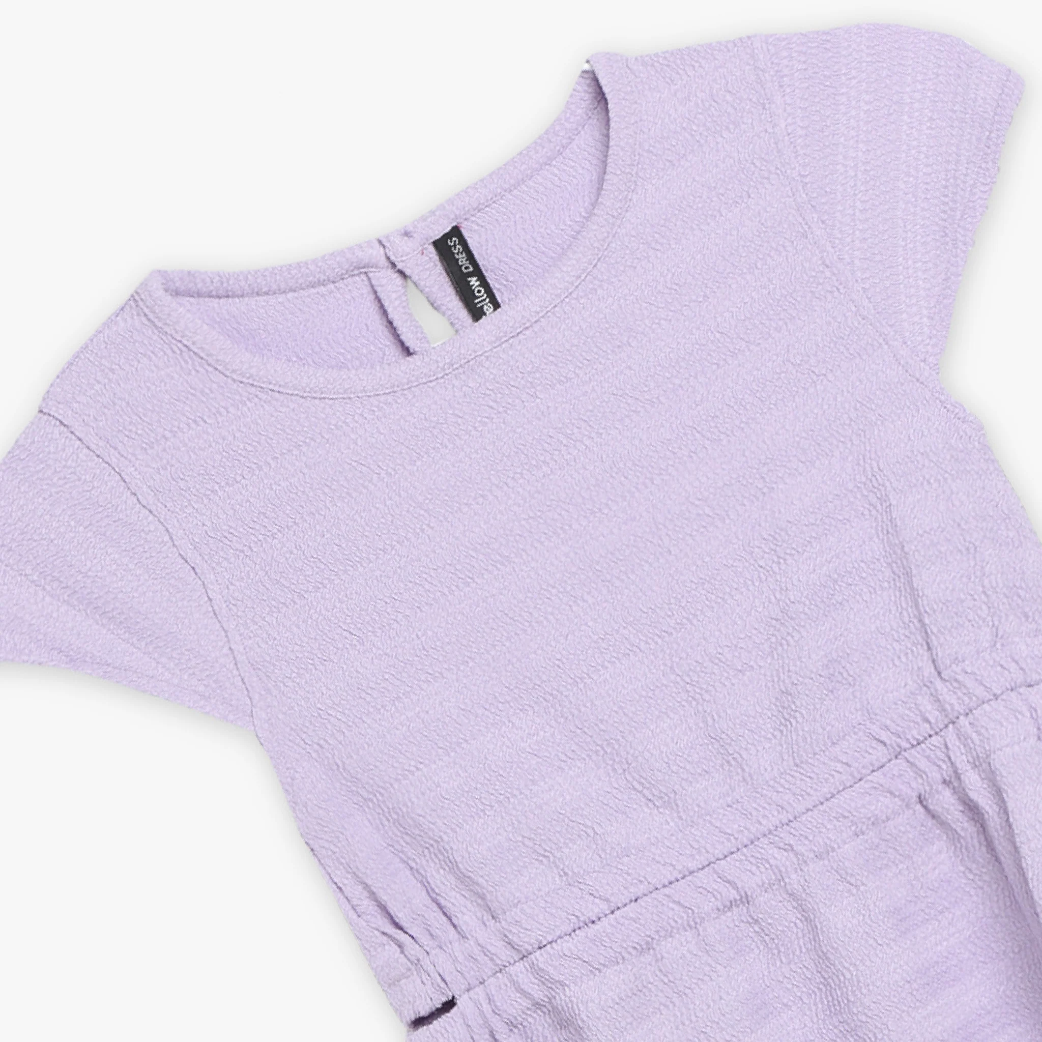 Girls Solid Short Sleeve Scoop Neck Dress - Image 3