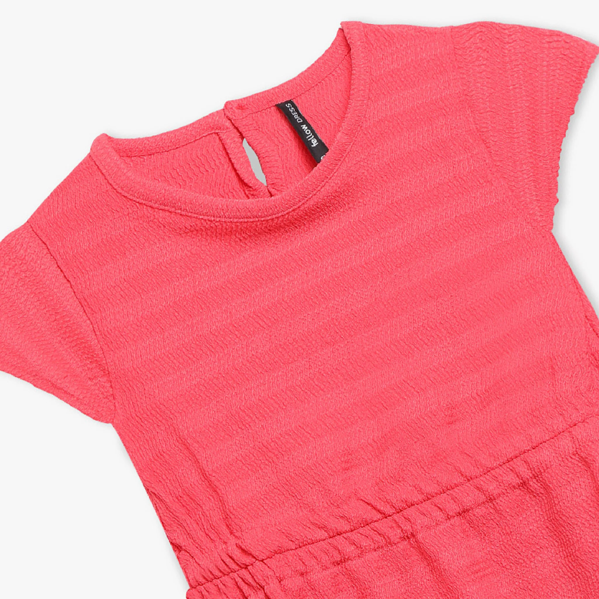Girls Solid Short Sleeve Scoop Neck Dress - Image 6