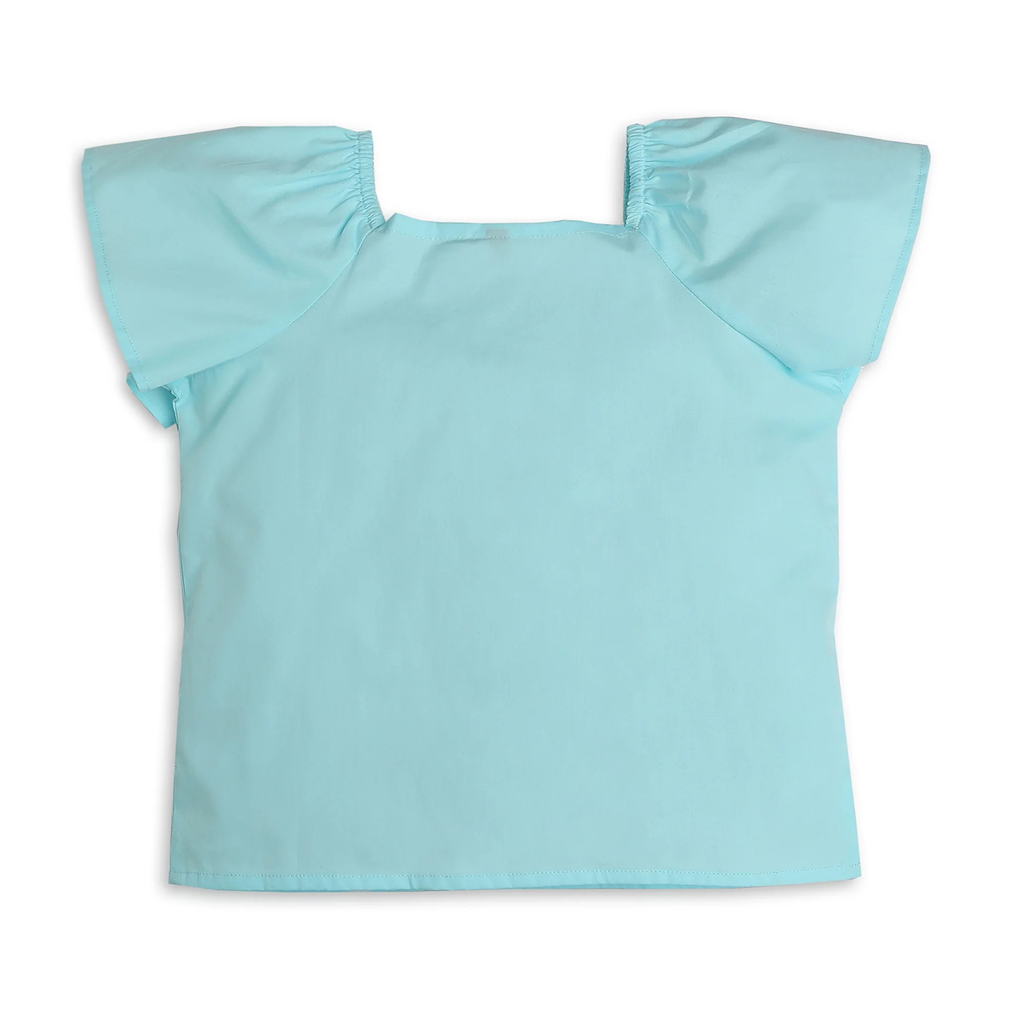 Girls Solid Square Neck Woven Top - Image 2