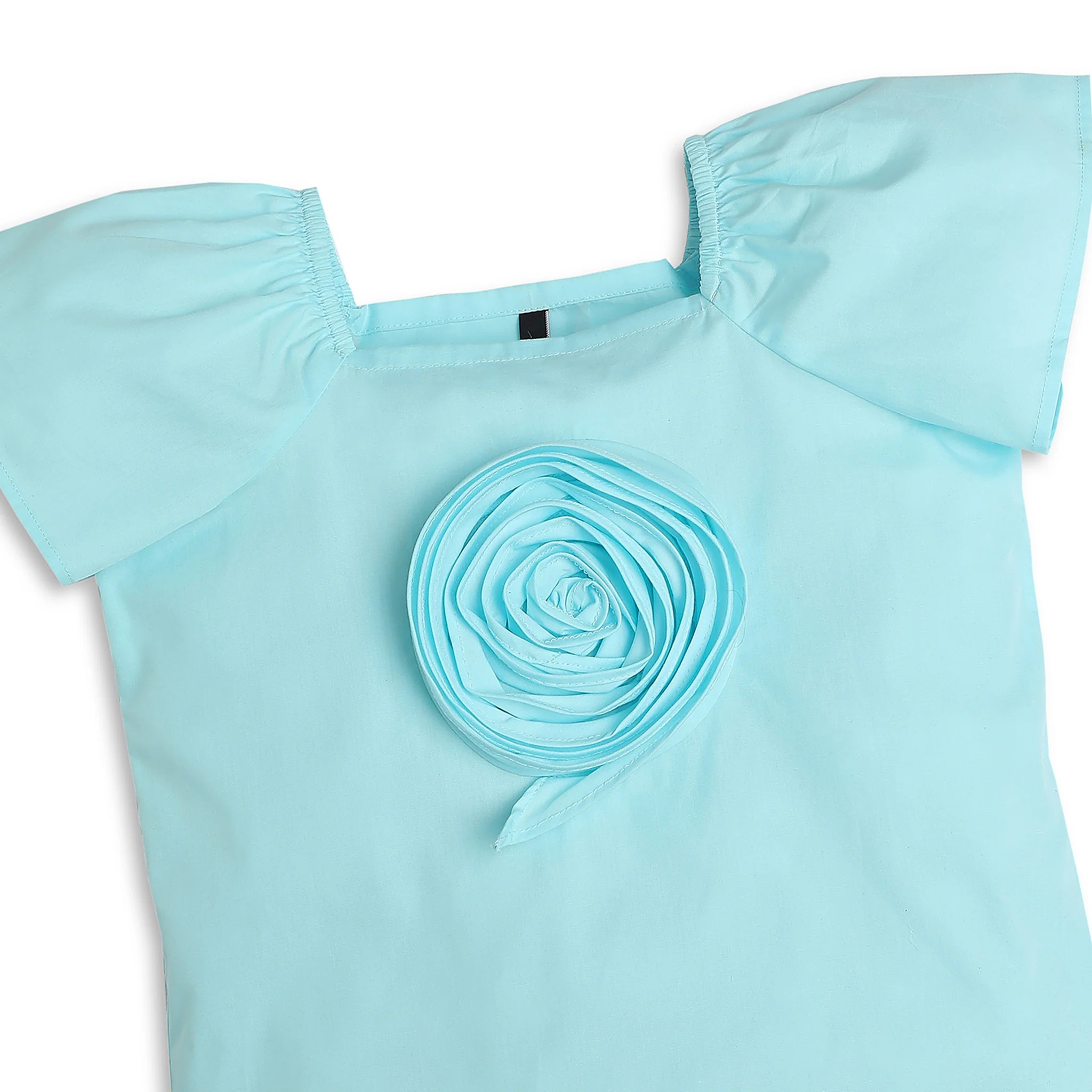 Girls Solid Square Neck Woven Top - Image 3