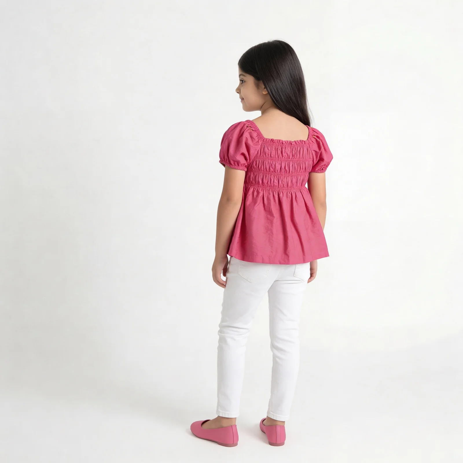 Girls Solid Woven Top - Image 3