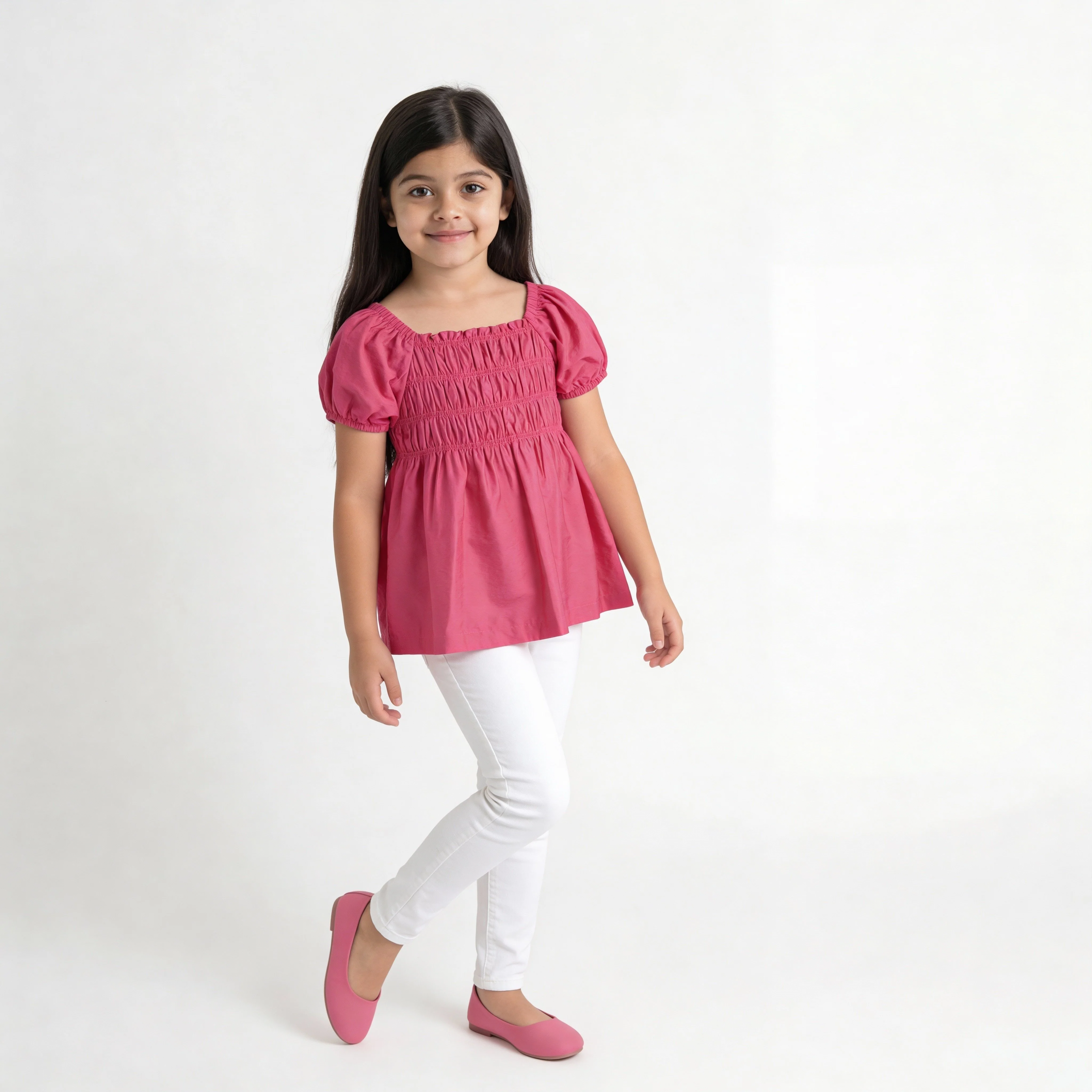 Girls Solid Woven Top - Image 5
