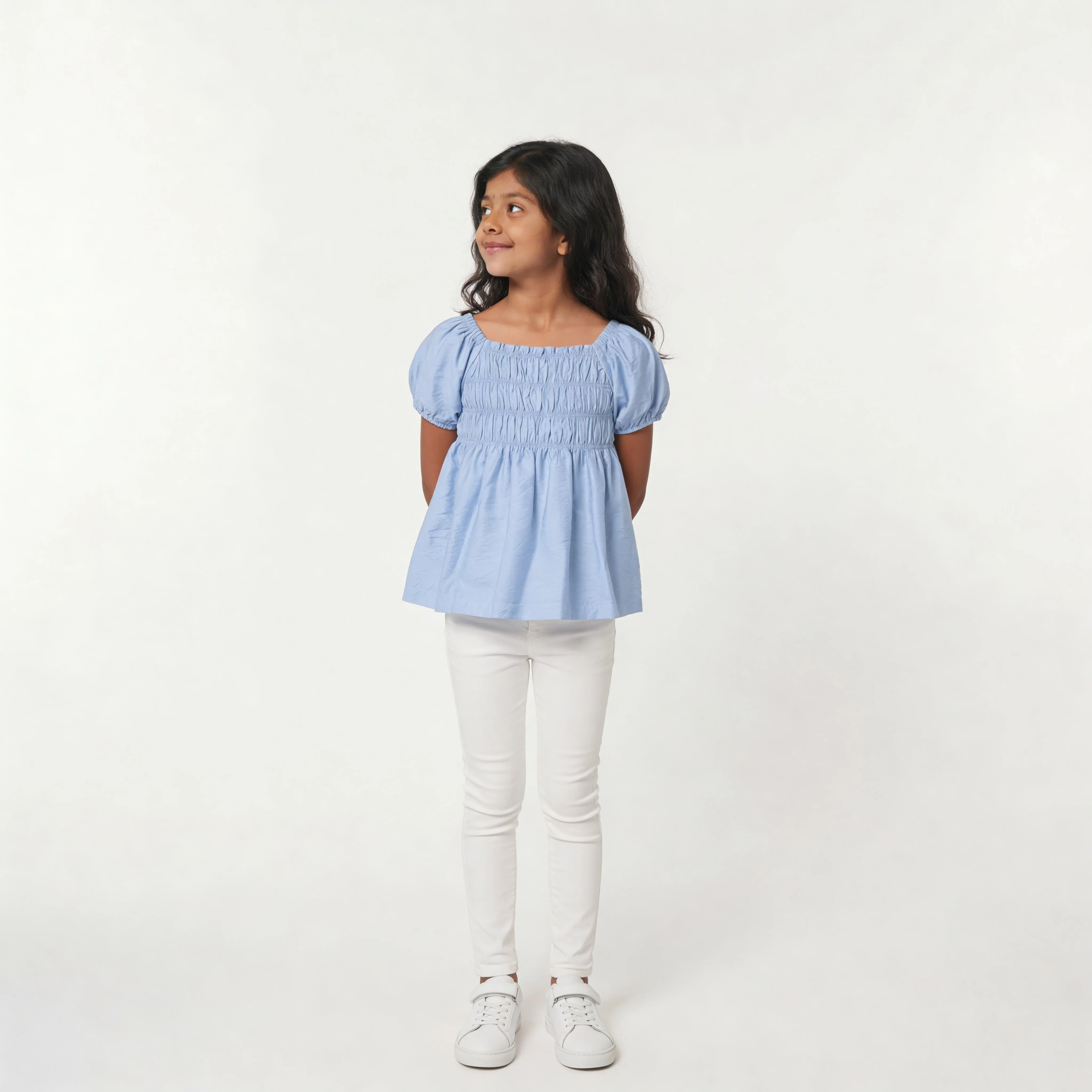 Girls Solid Woven Top - Image 7