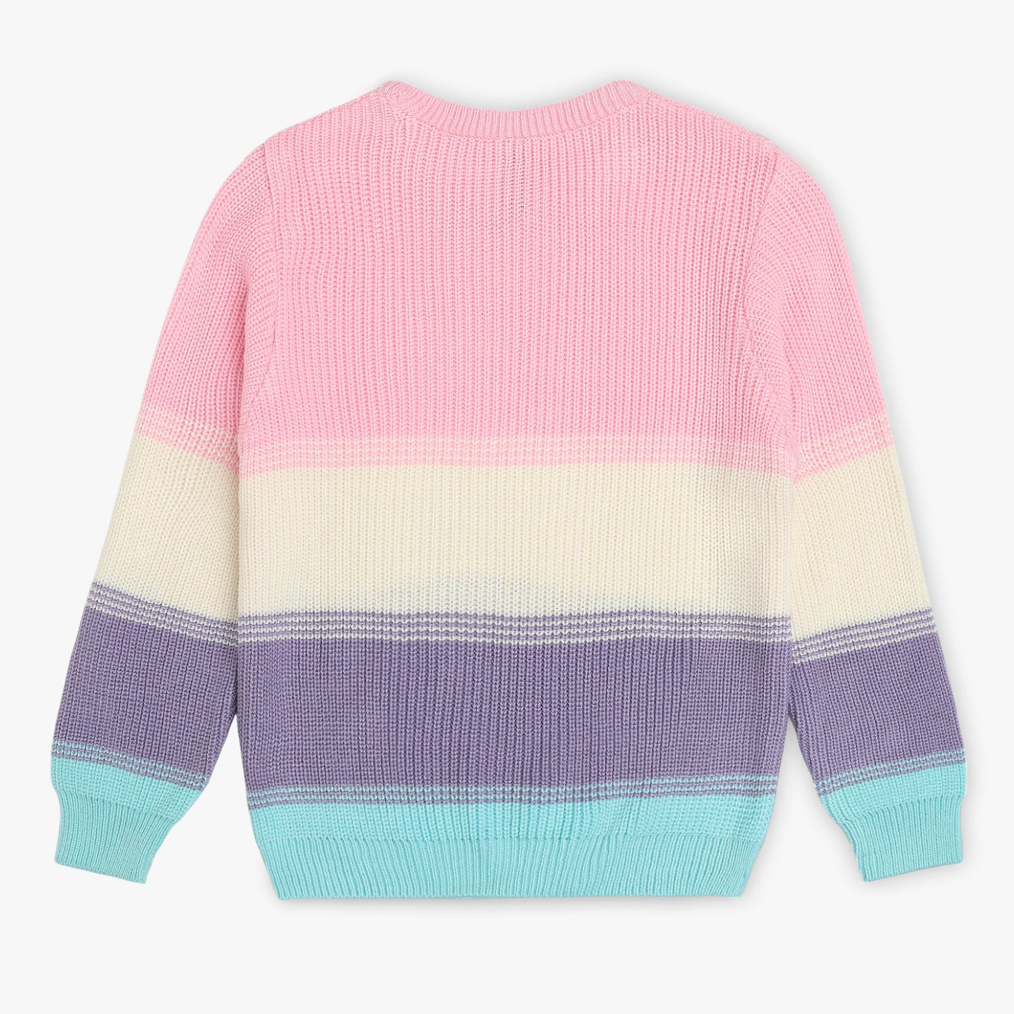 Girls Crew Neck Striped Sweater - Image 2