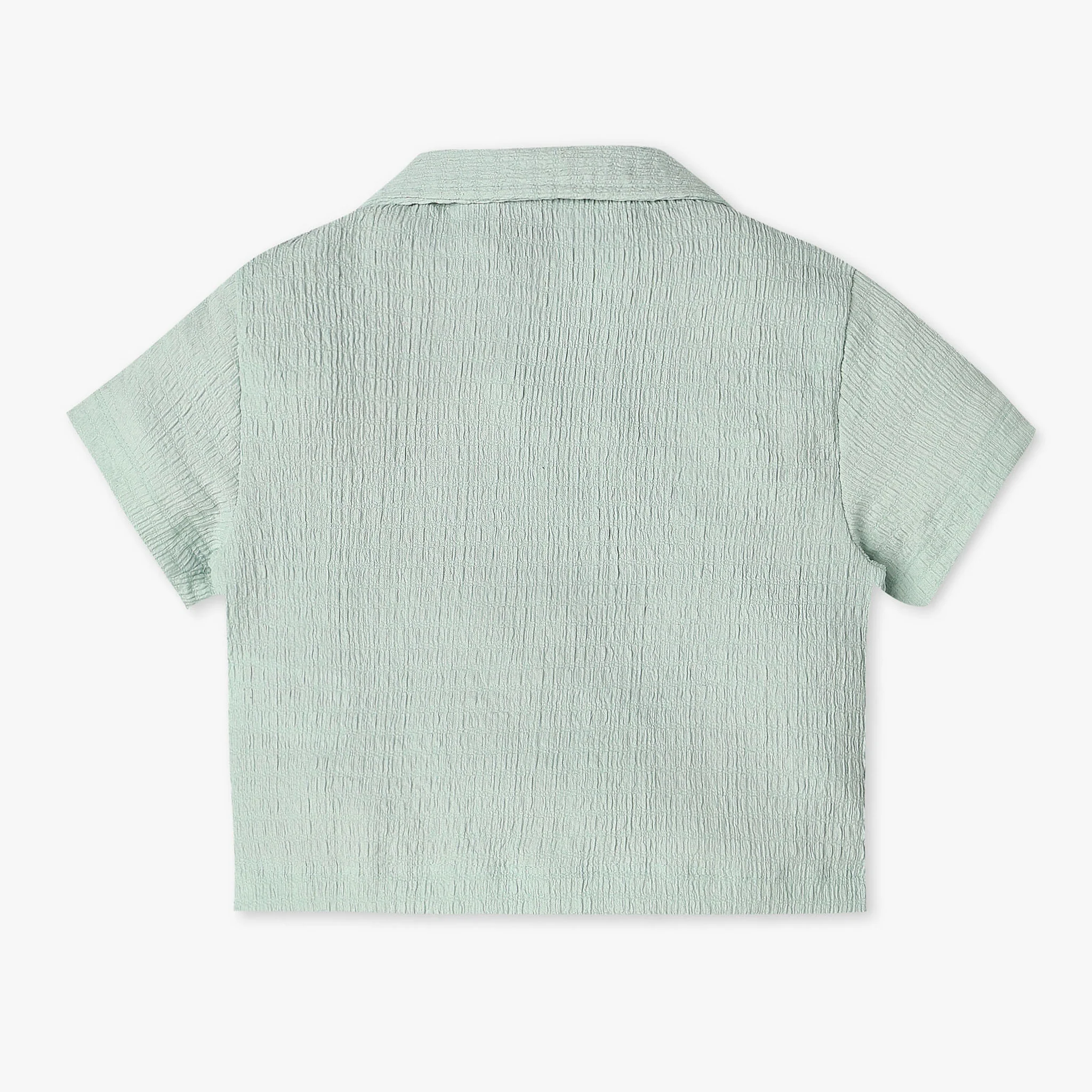Girls Structured Woven Camp Collar Top - Image 5