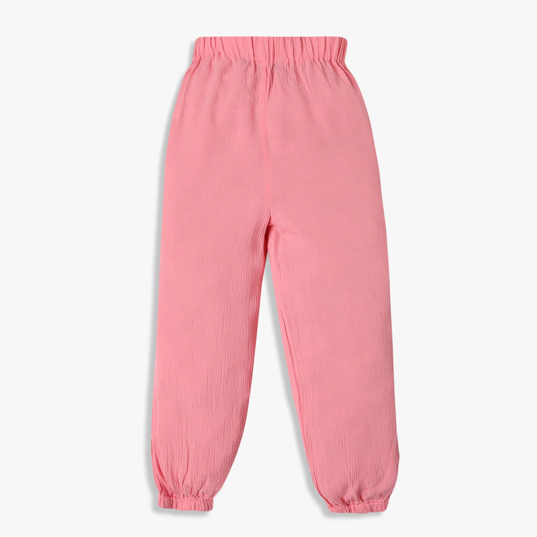 Girls Textured Bottom Full Length Mid Rise Pants - Image 2