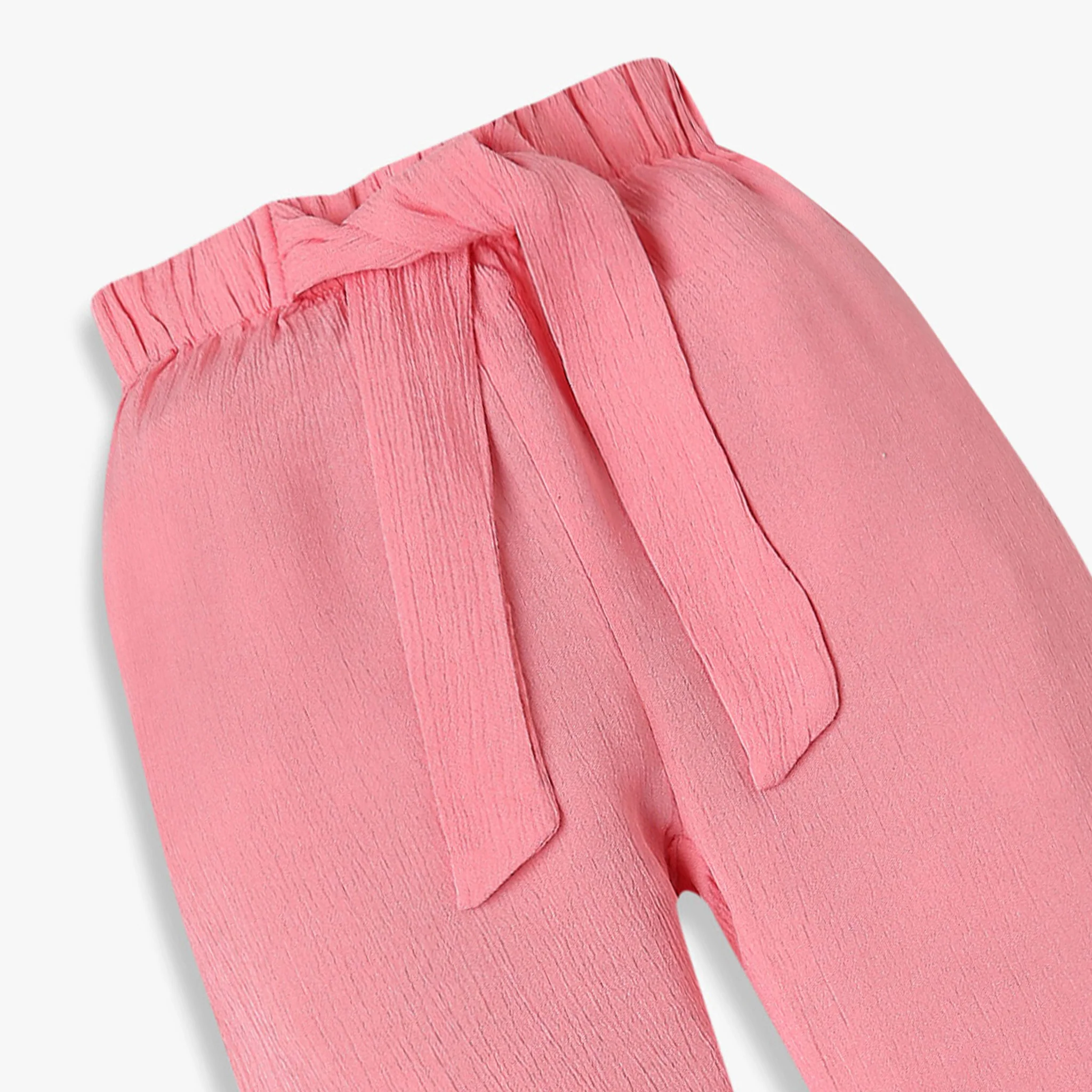 Girls Textured Bottom Full Length Mid Rise Pants - Image 3