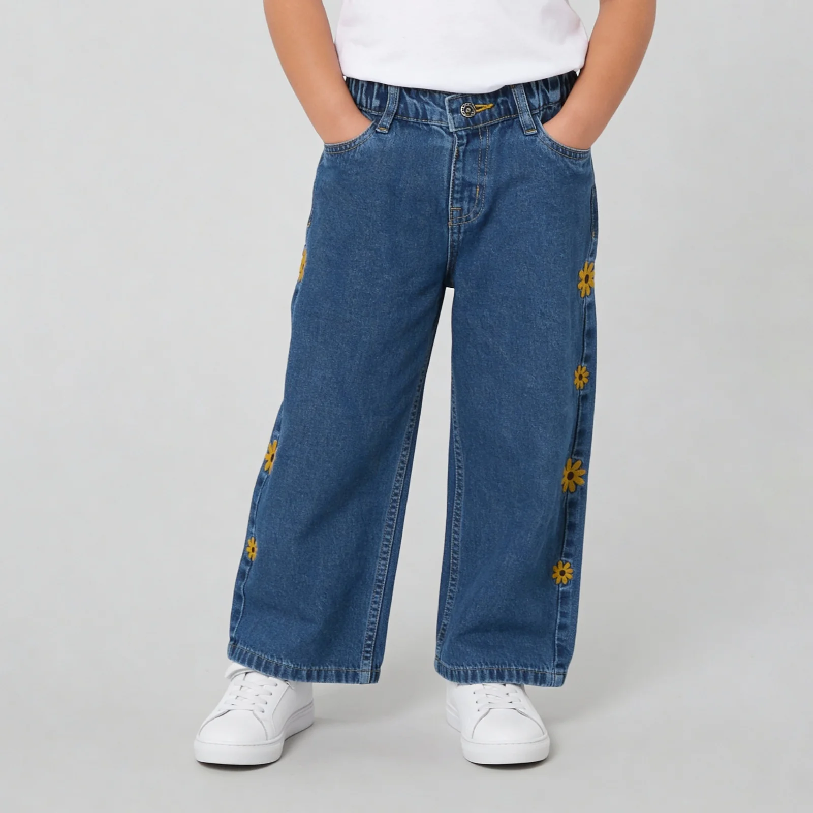 Girls Wide Leg Embroideried Denim - Image 2