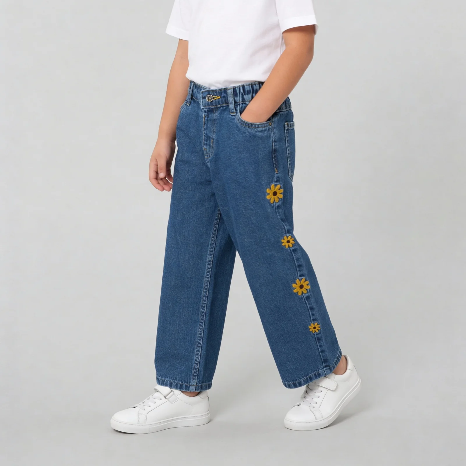 Girls Wide Leg Embroideried Denim - Image 5