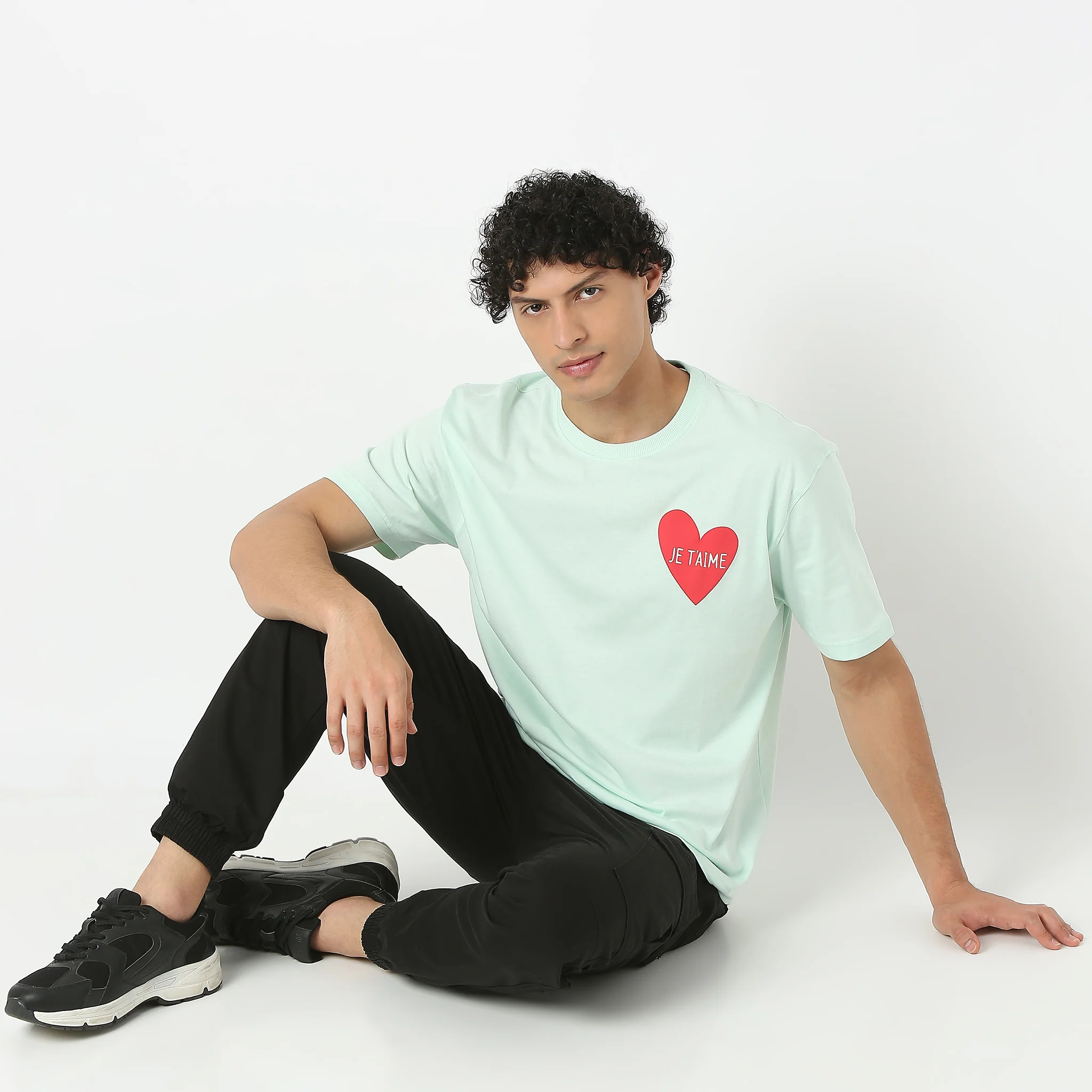 Oversize Graphic Crew Neck Slogan T-Shirt