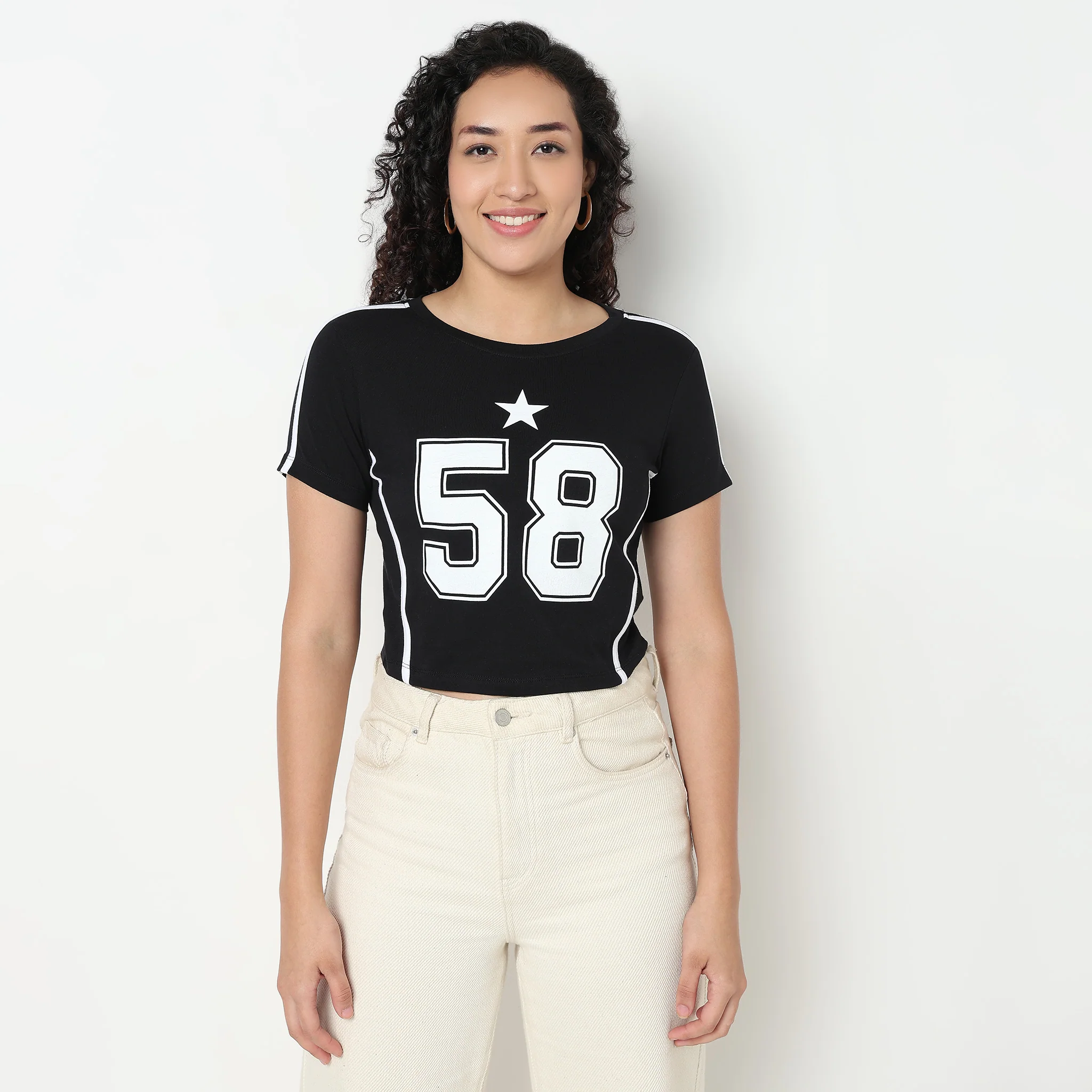 Graphic Cotton Cropped T-Shirt - Image 2