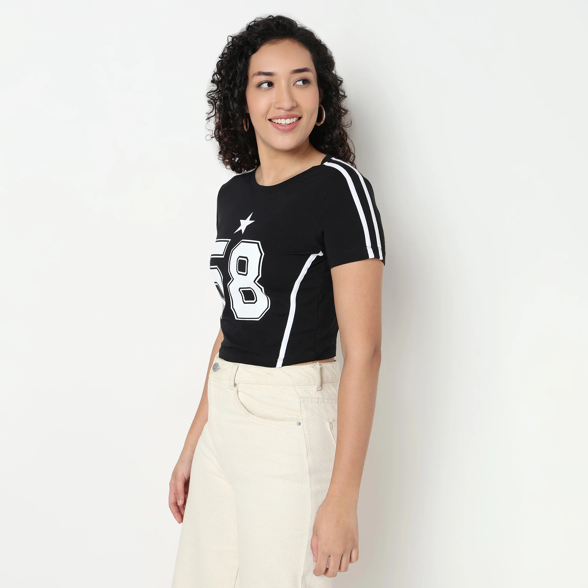 Graphic Cotton Cropped T-Shirt - Image 5