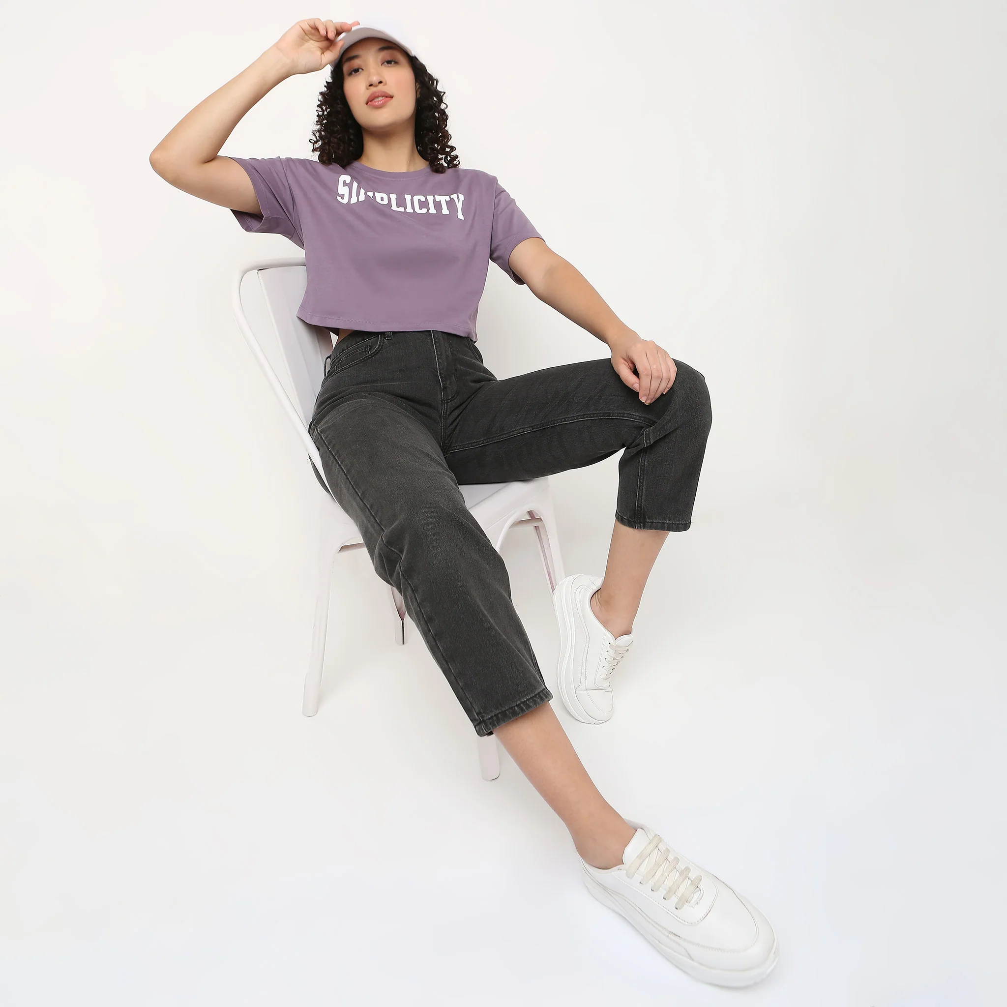 Graphic Knitted Crop T-Shirt