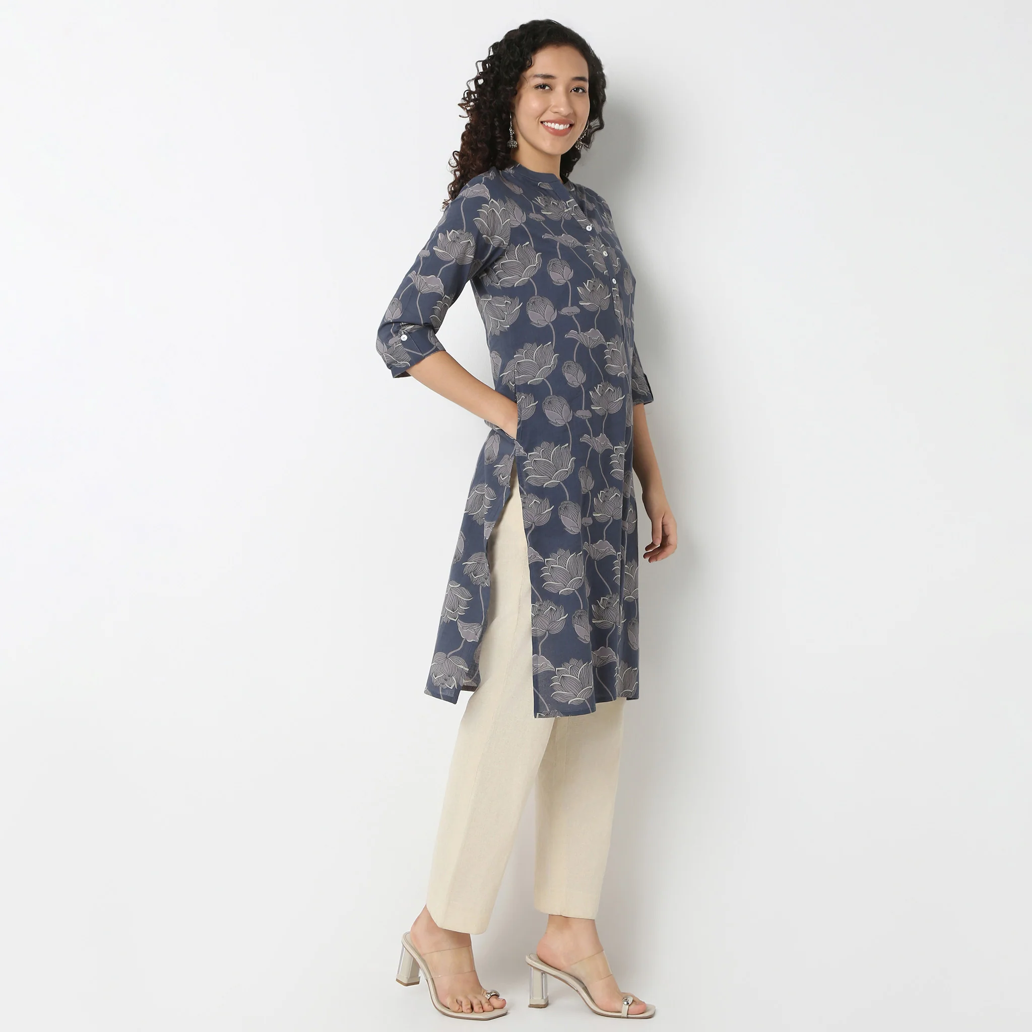 Half Placket Kurta-Cambric - Image 5