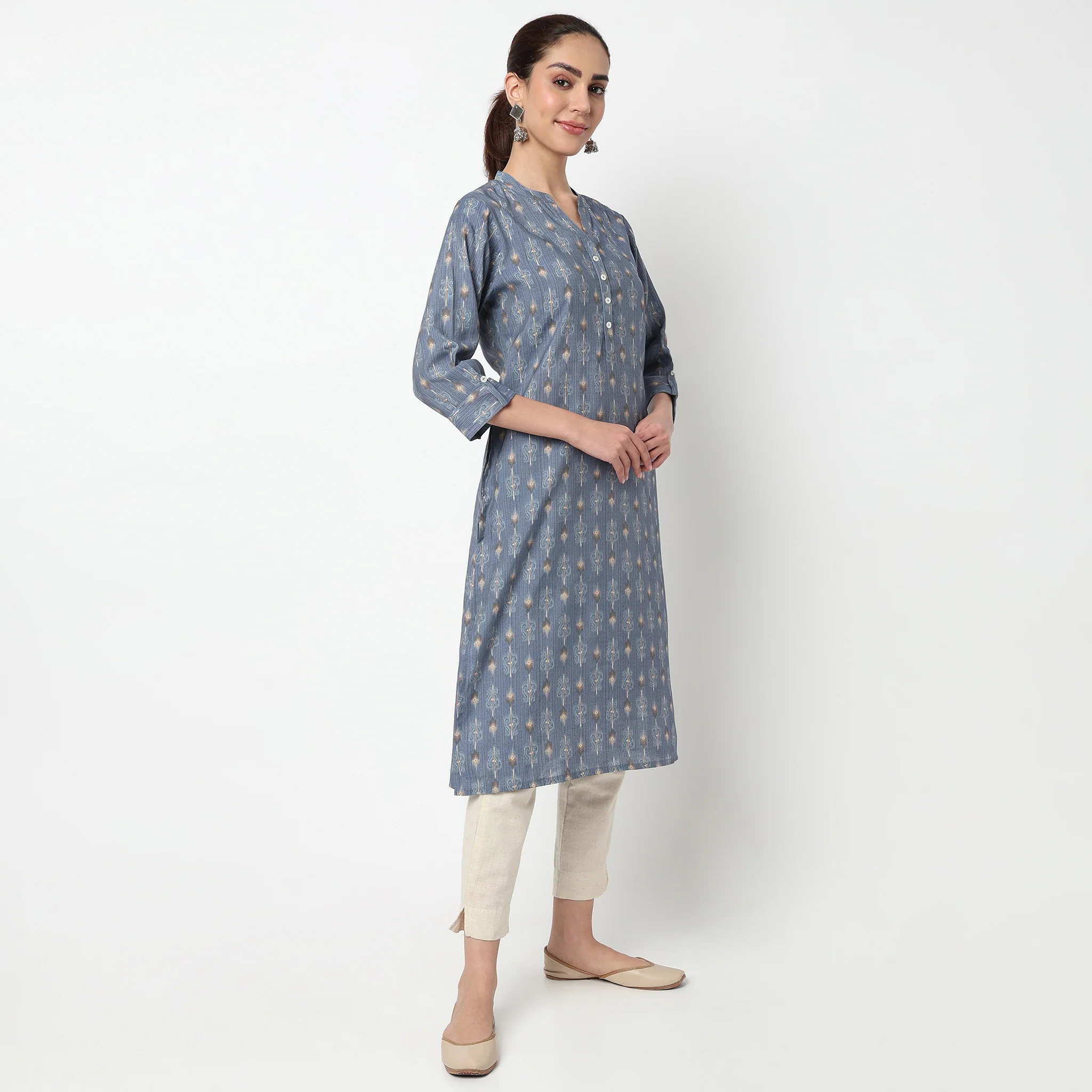 Half Placket Long Kurta - Image 5