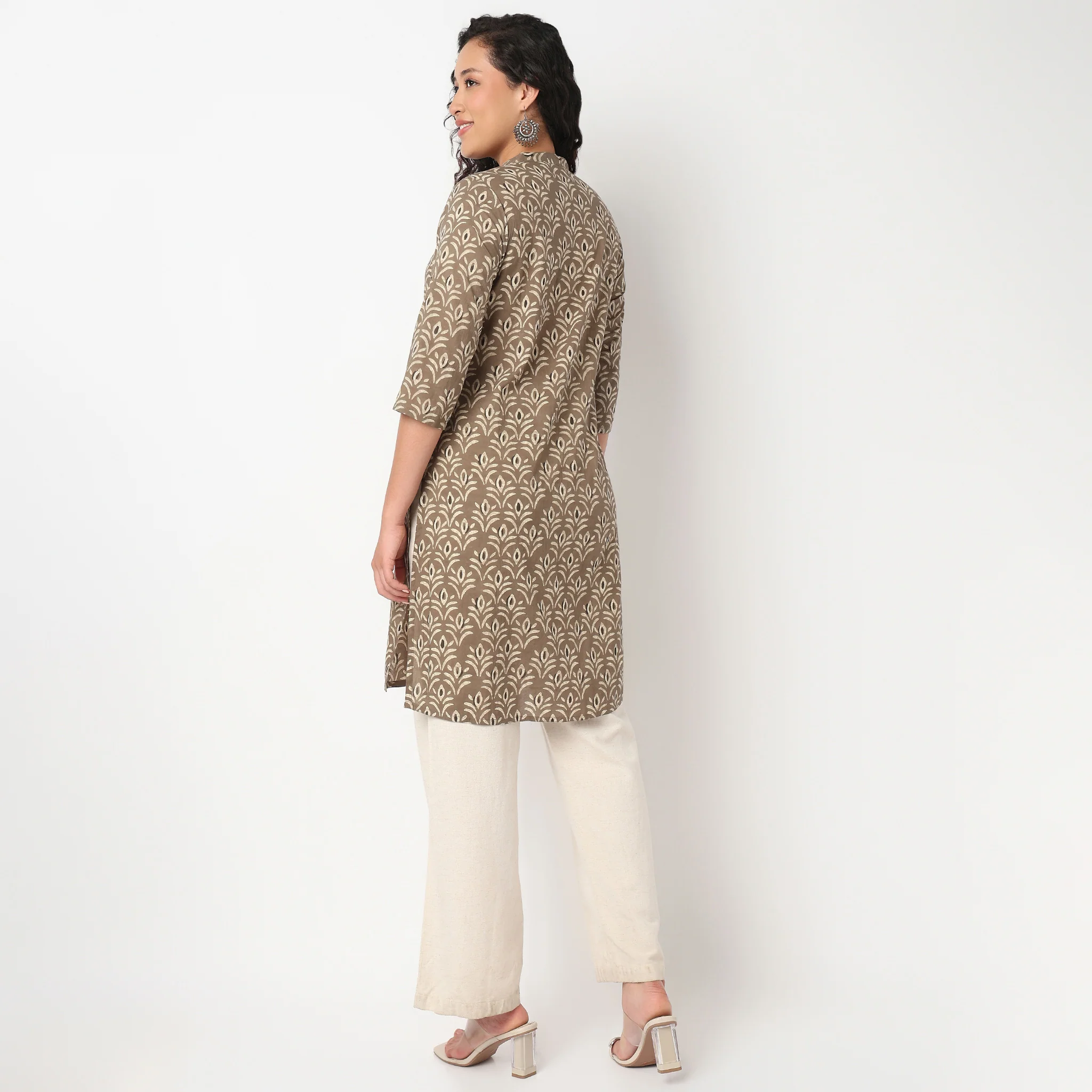 Half Placket Printed Kurta - Image 3
