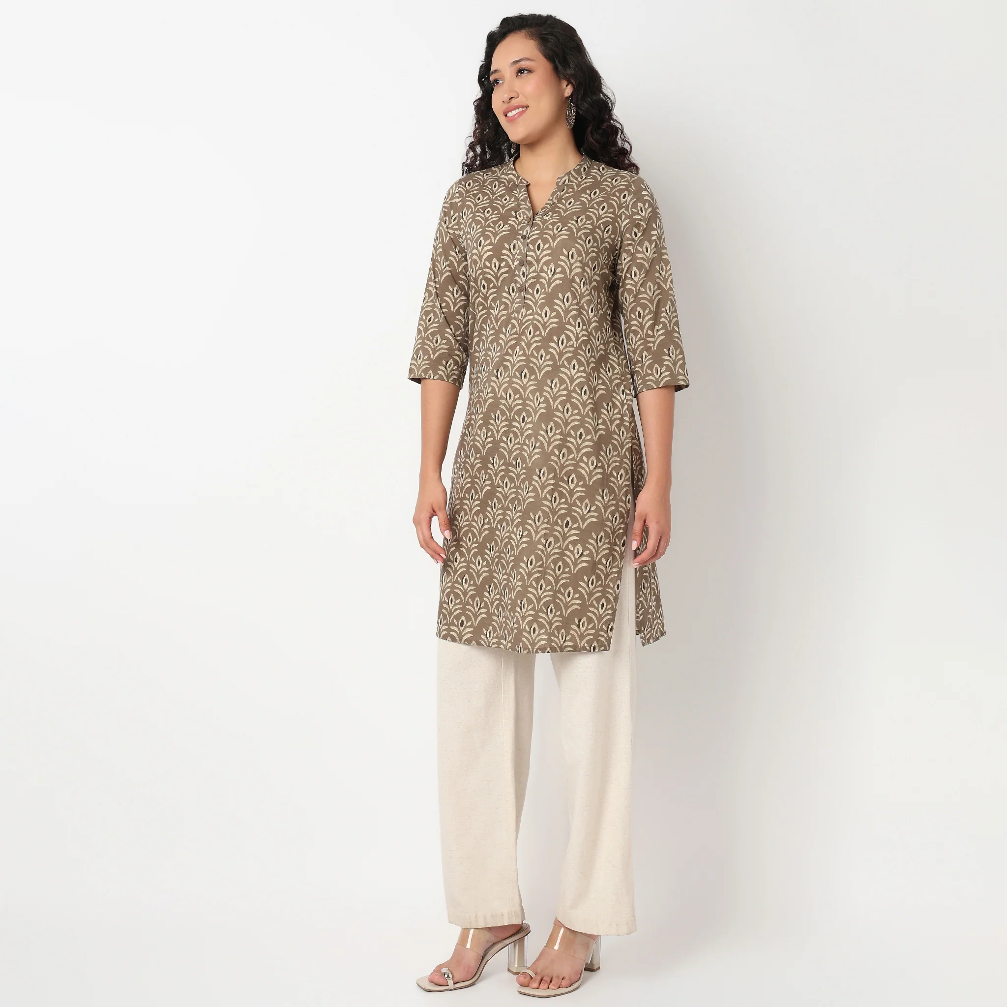 Half Placket Printed Kurta - Image 5