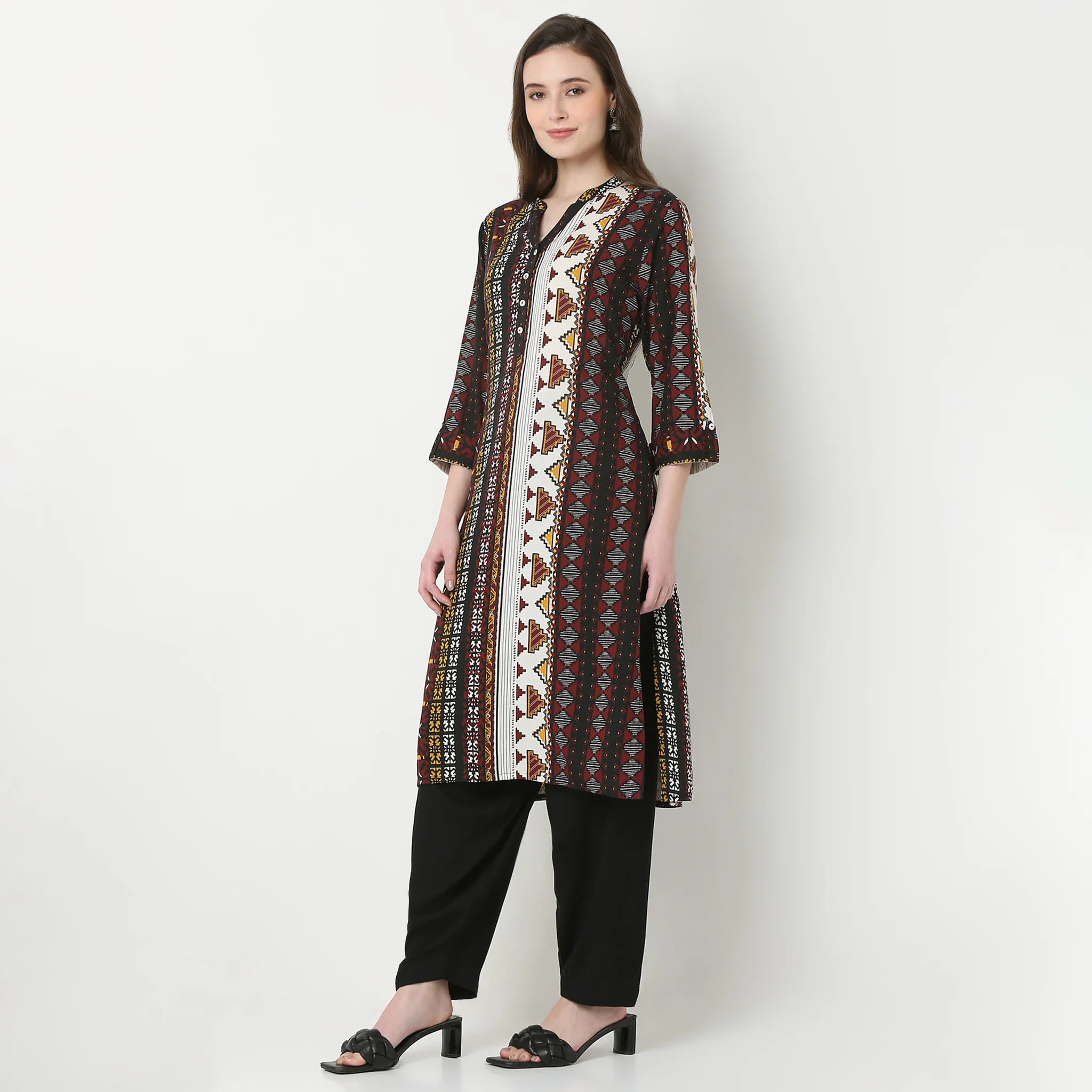 Half Placket Printed Kurta - Image 5