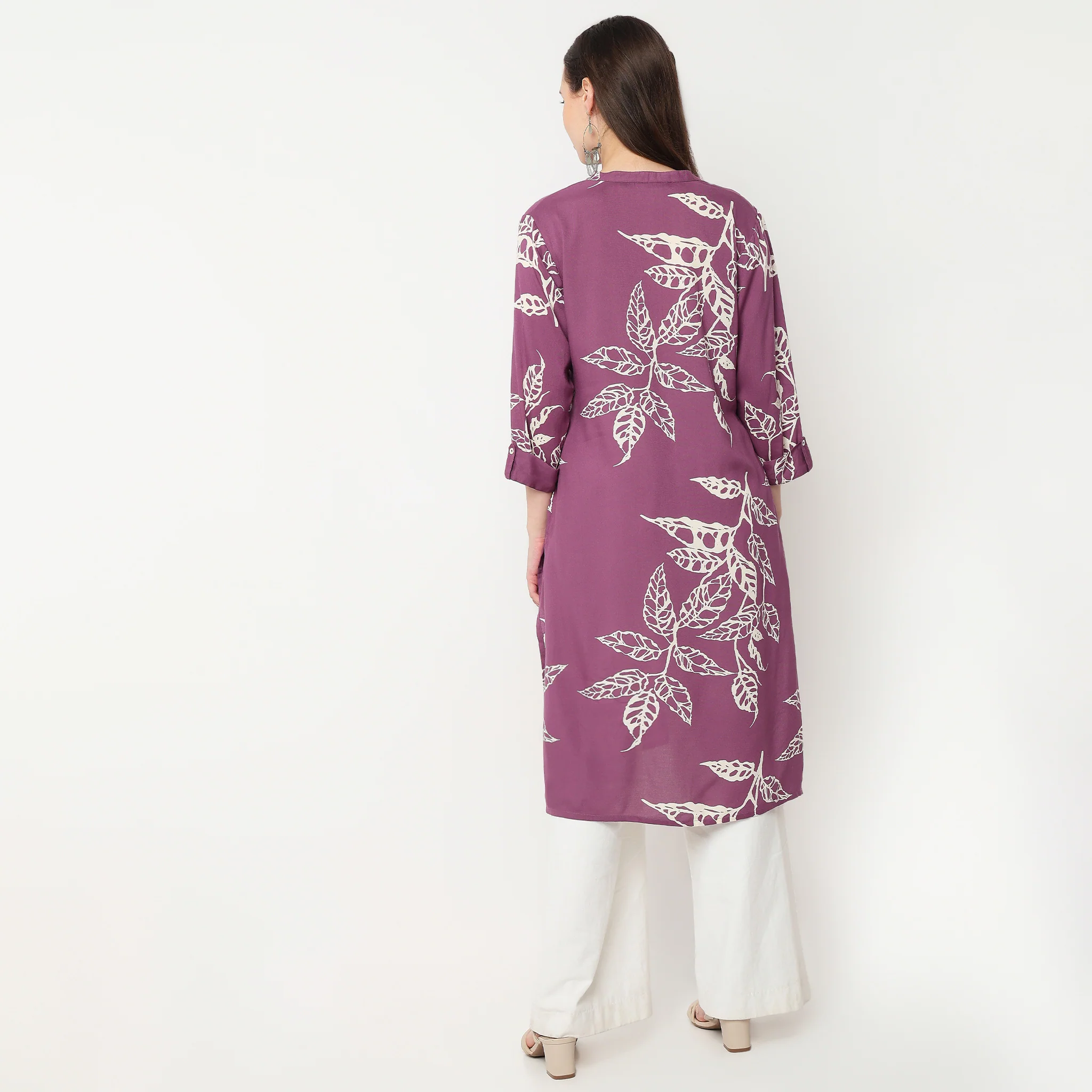 Half Placket Printed Long Kurta - Image 3