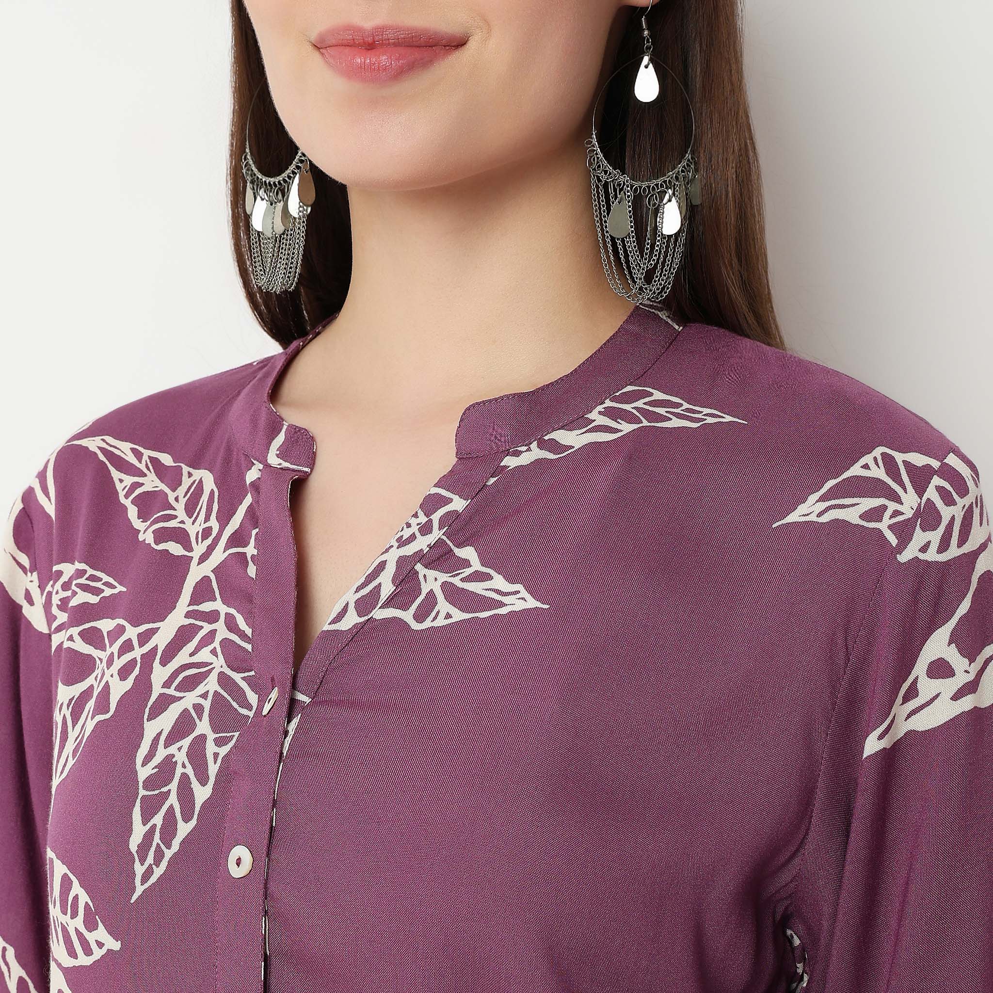 Half Placket Printed Long Kurta - Image 4