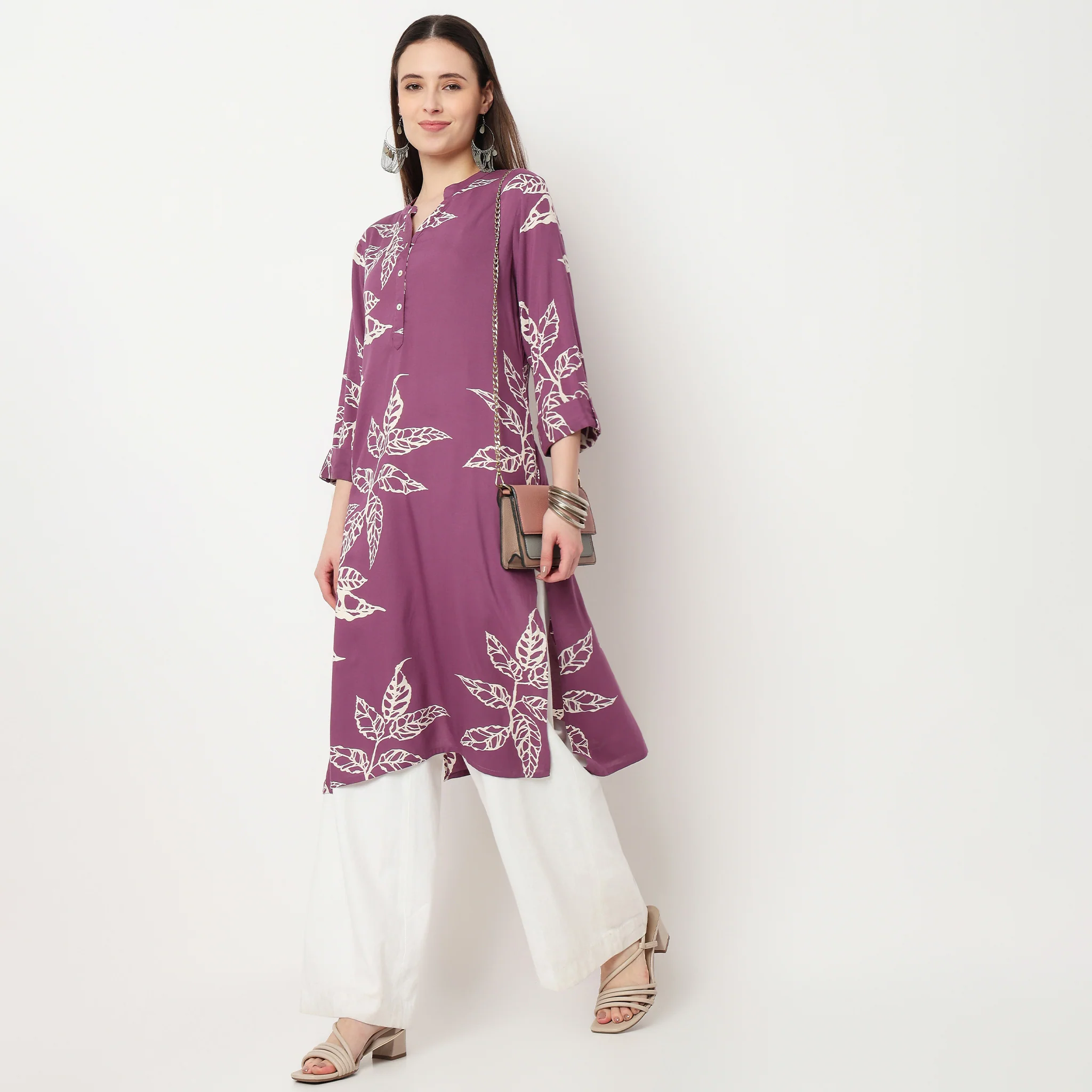 Half Placket Printed Long Kurta - Image 5