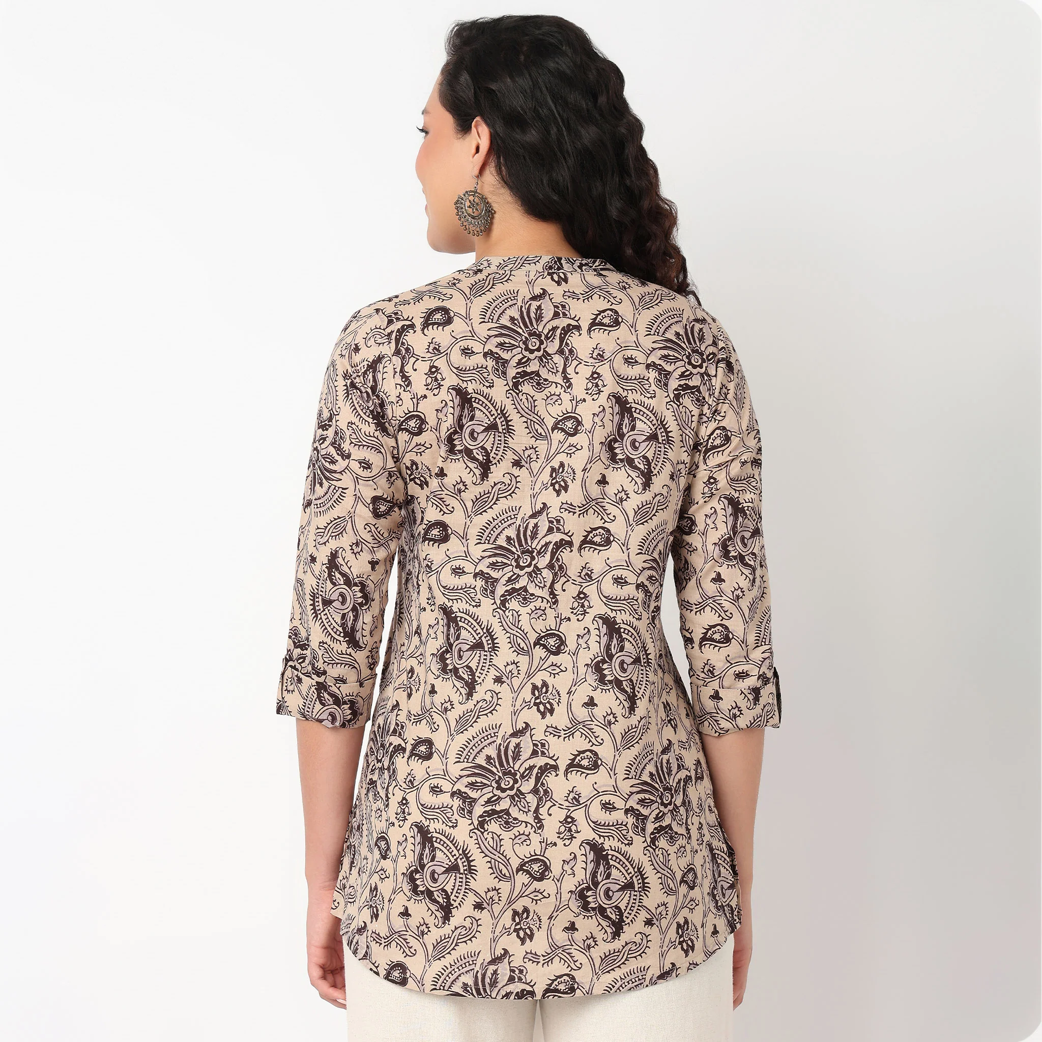 Half Placket Printed Short Kurti - Image 3