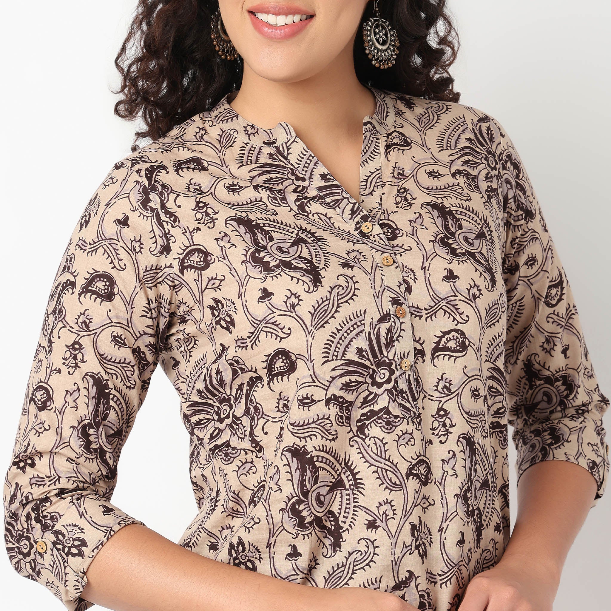 Half Placket Printed Short Kurti - Image 4