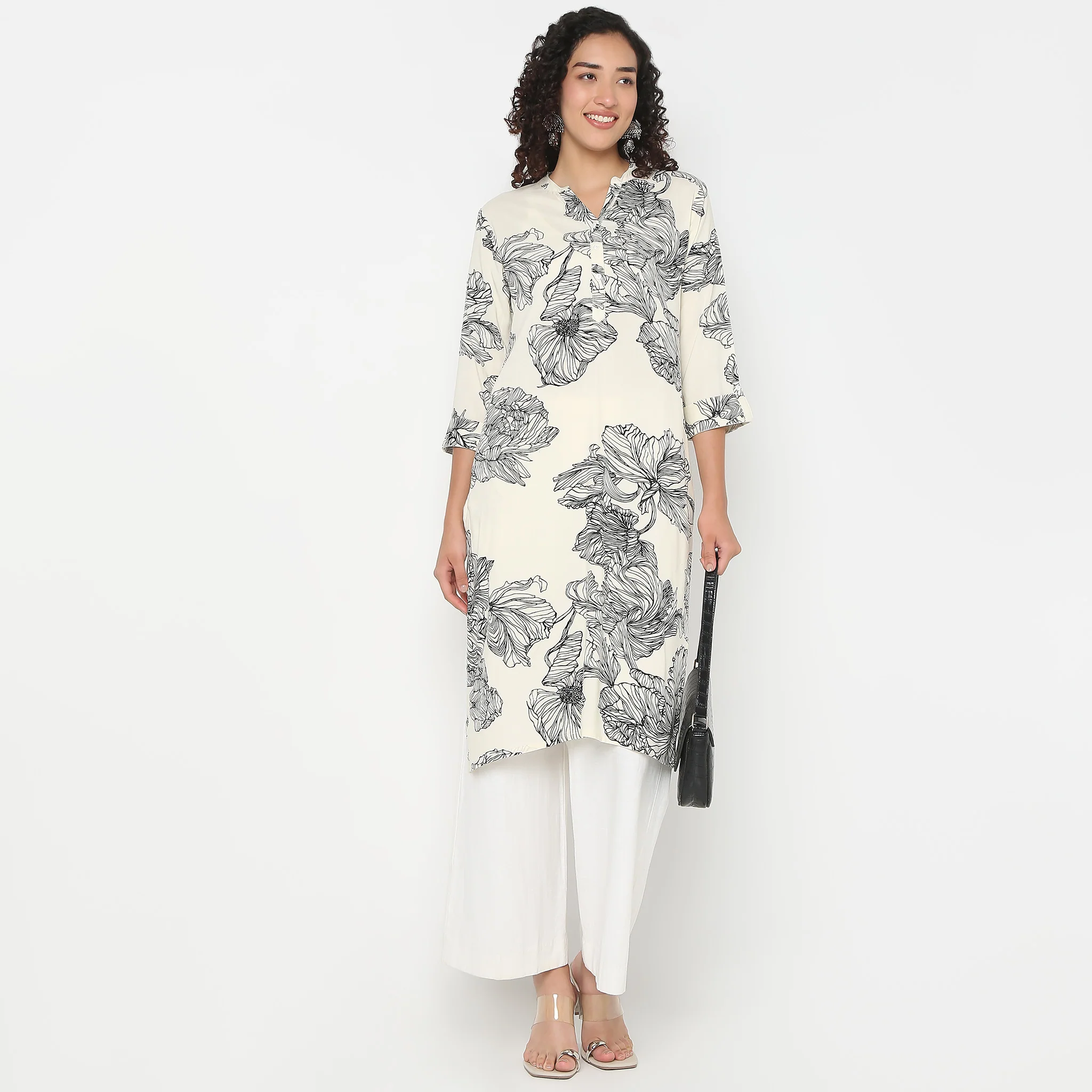 Half Placket Rayon Kurta