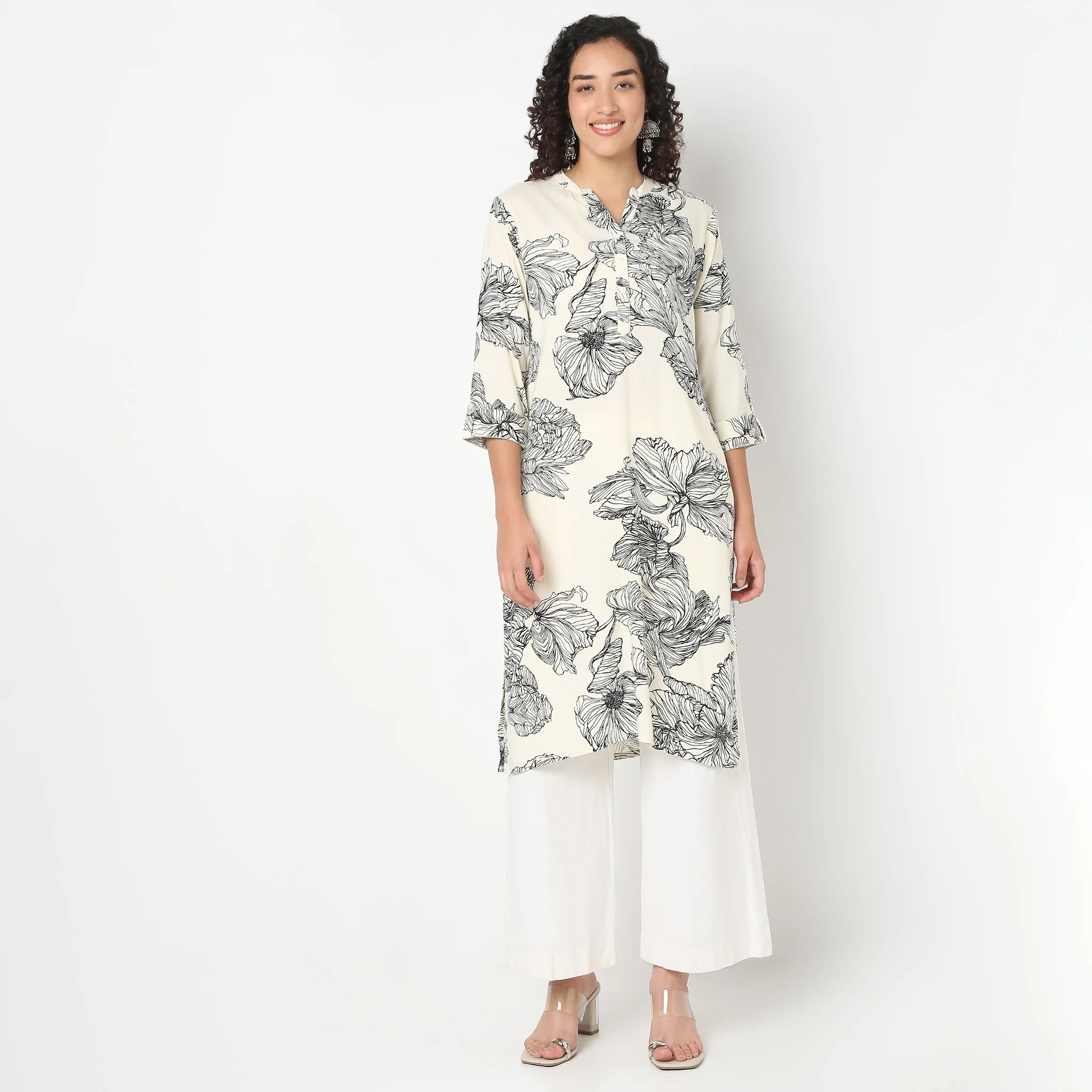 Half Placket Rayon Kurta - Image 2