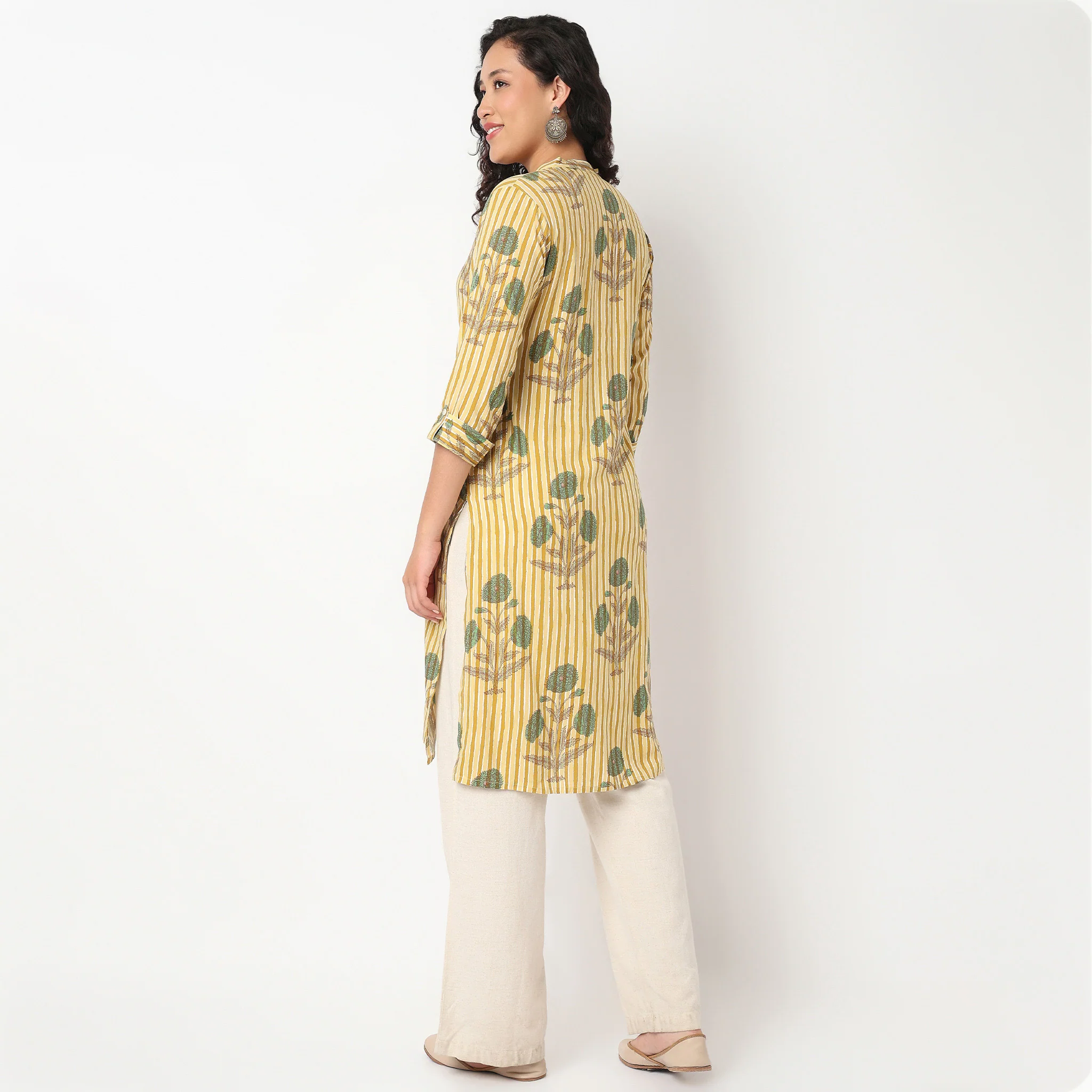 Half Placket Rayon Long Kurta - Image 3