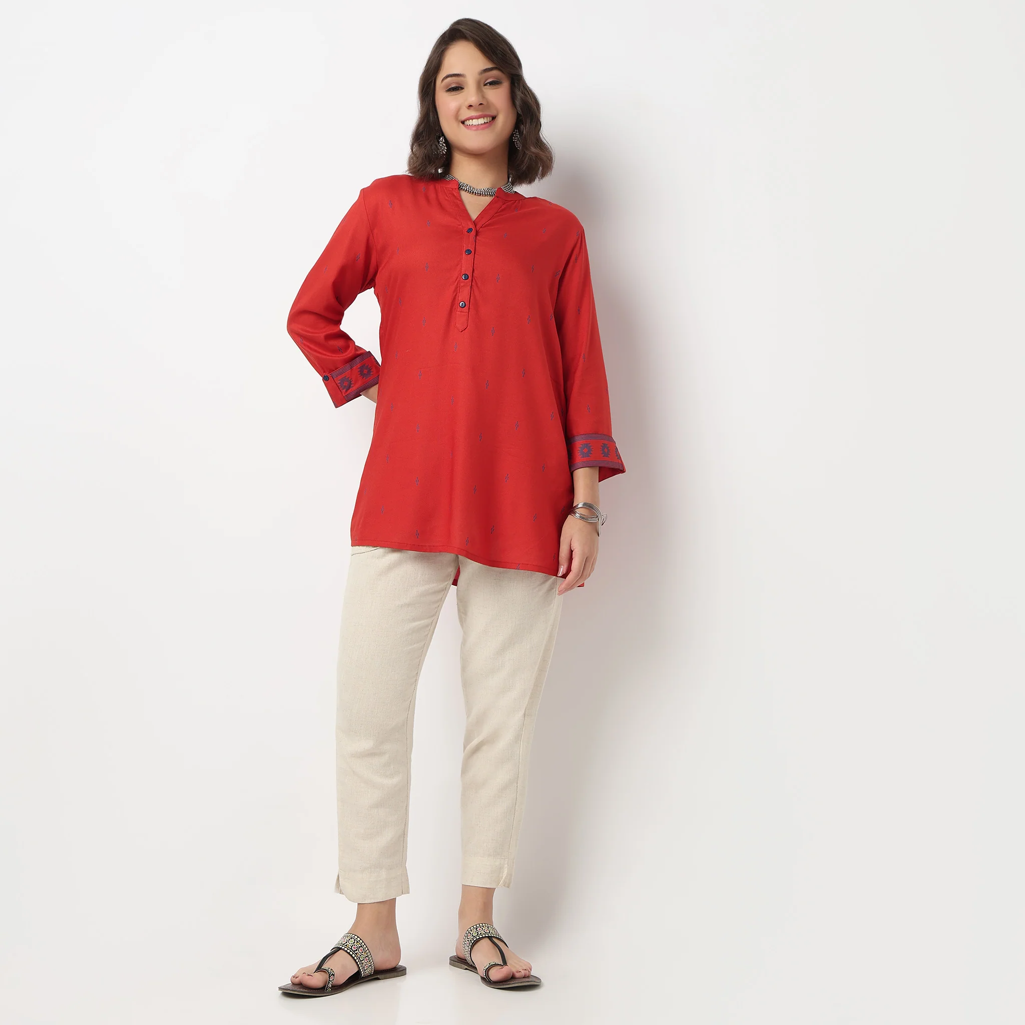 Half Placket Short Kurta - Image 2