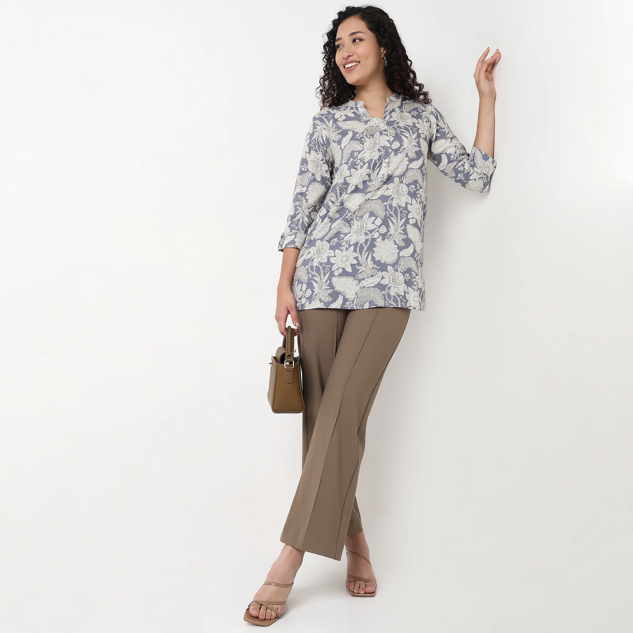 Half Placket Straight Short Kurta