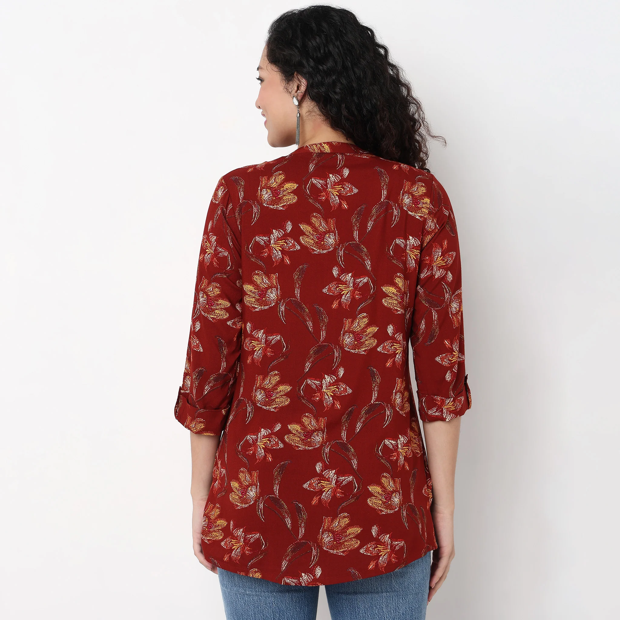 Half Placket Straight Short Kurta - Image 3