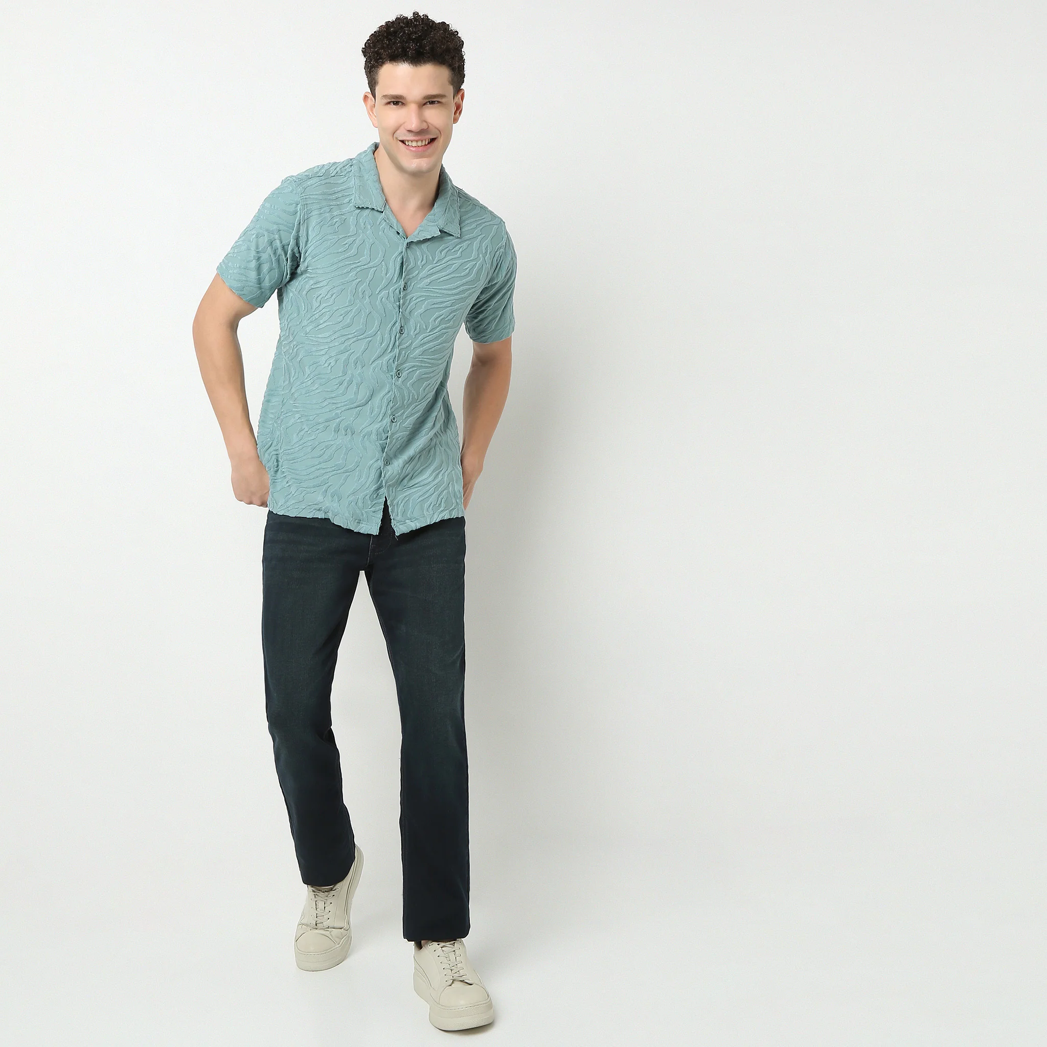 Half Sleeve Textured Cuban Shirt - Image 11
