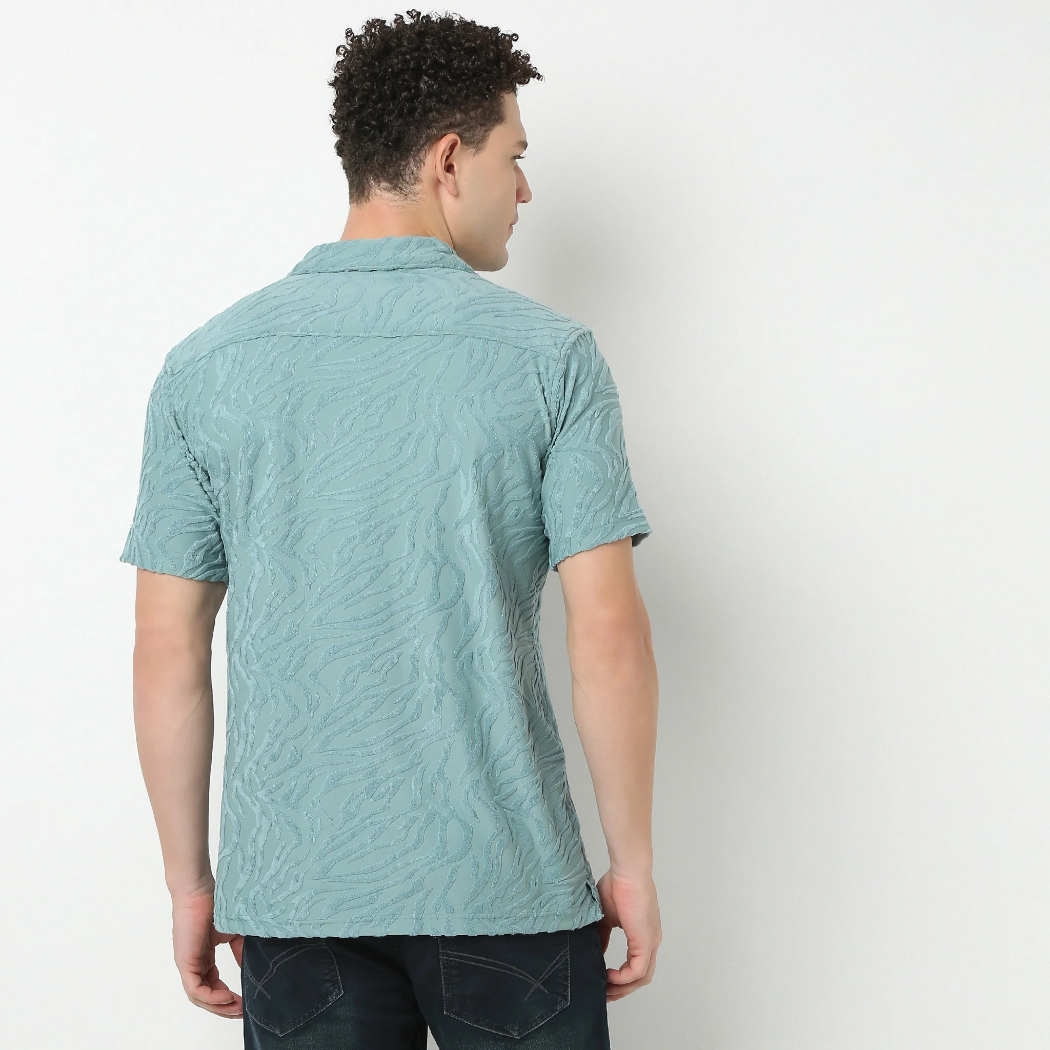 Half Sleeve Textured Cuban Shirt - Image 13