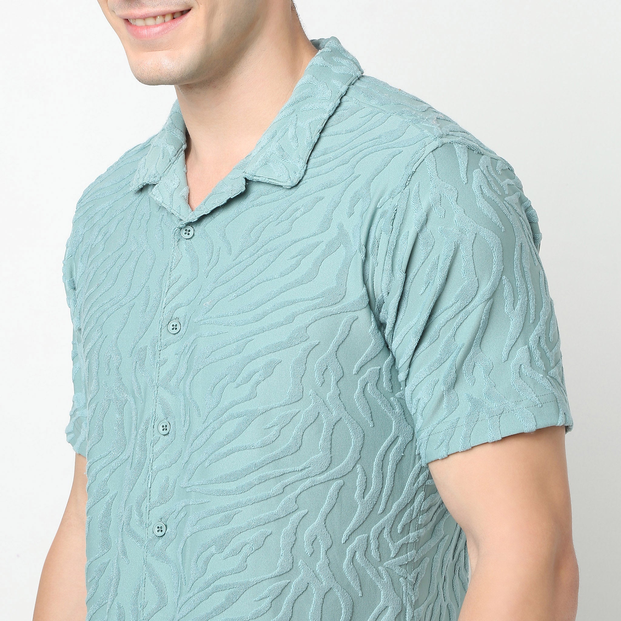 Half Sleeve Textured Cuban Shirt - Image 14