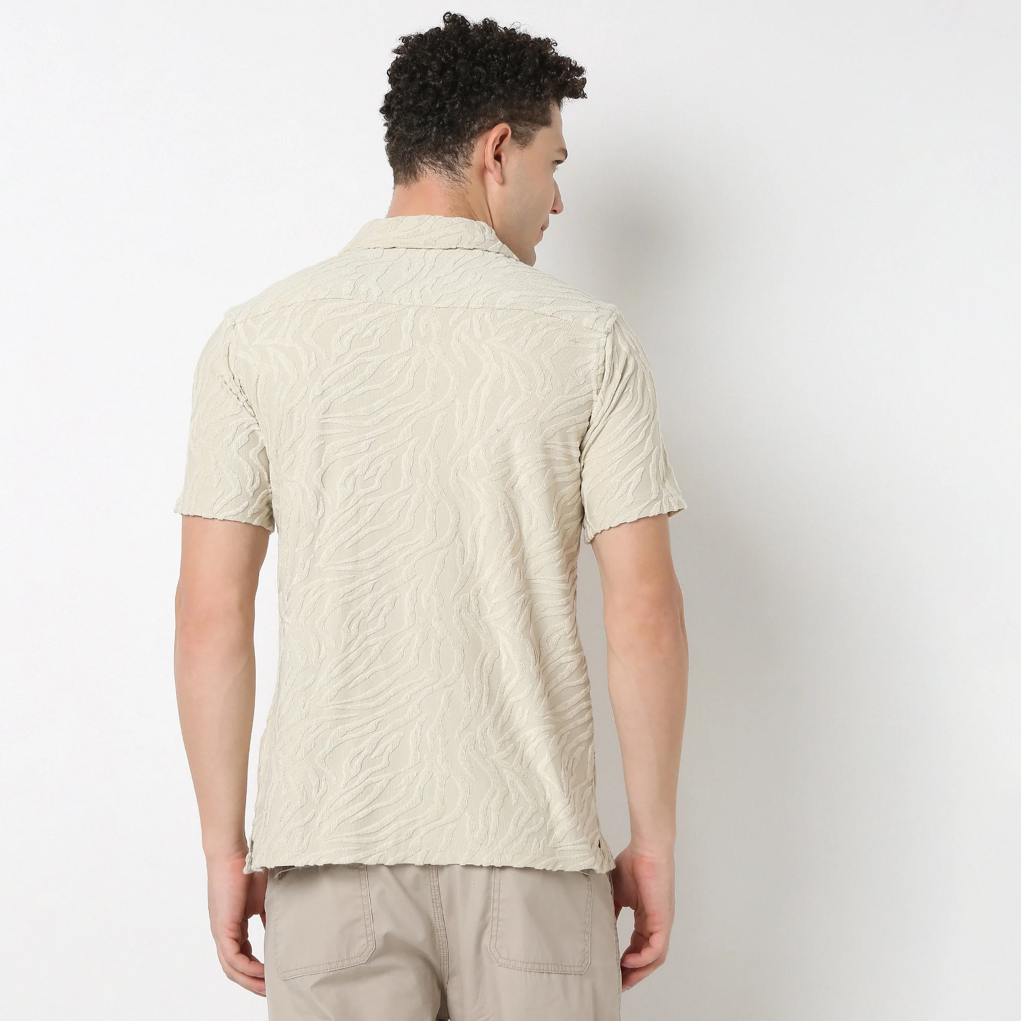 Half Sleeve Textured Cuban Shirt - Image 3