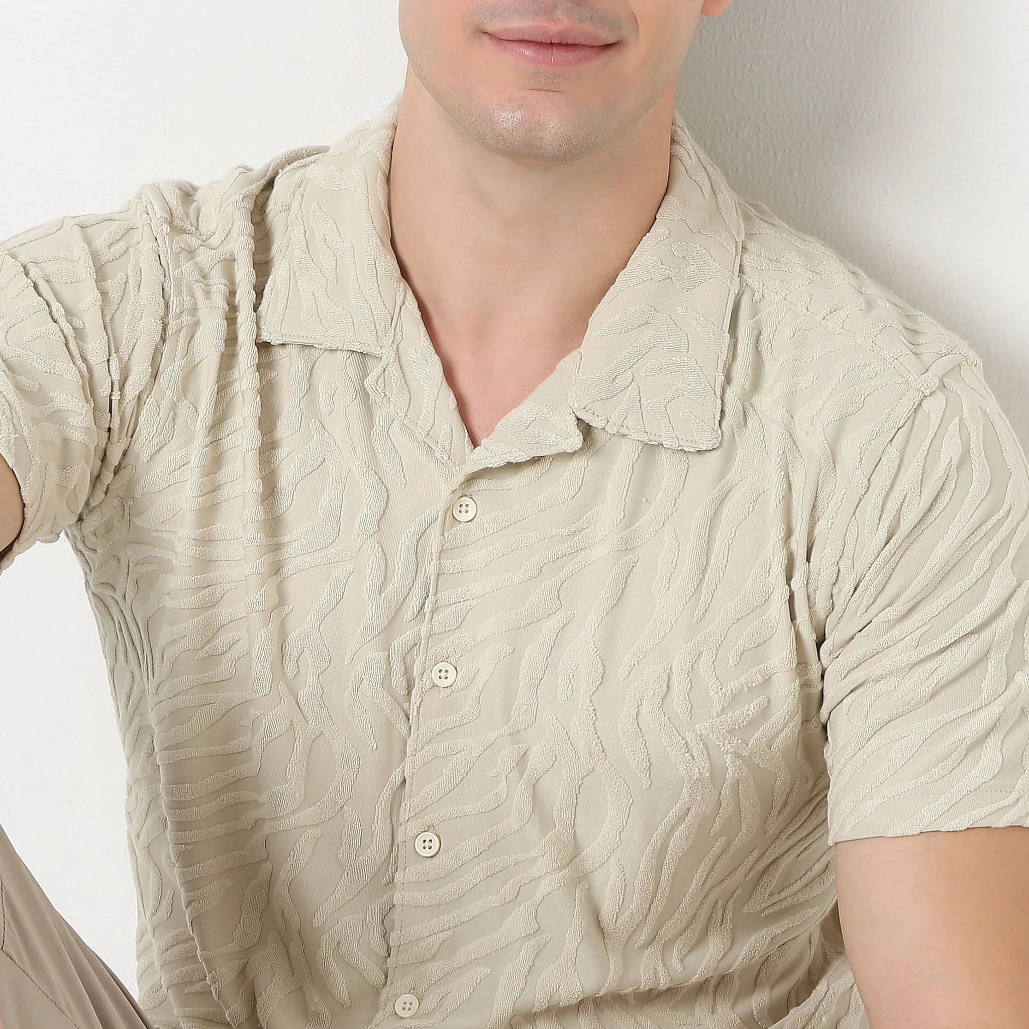 Half Sleeve Textured Cuban Shirt - Image 4