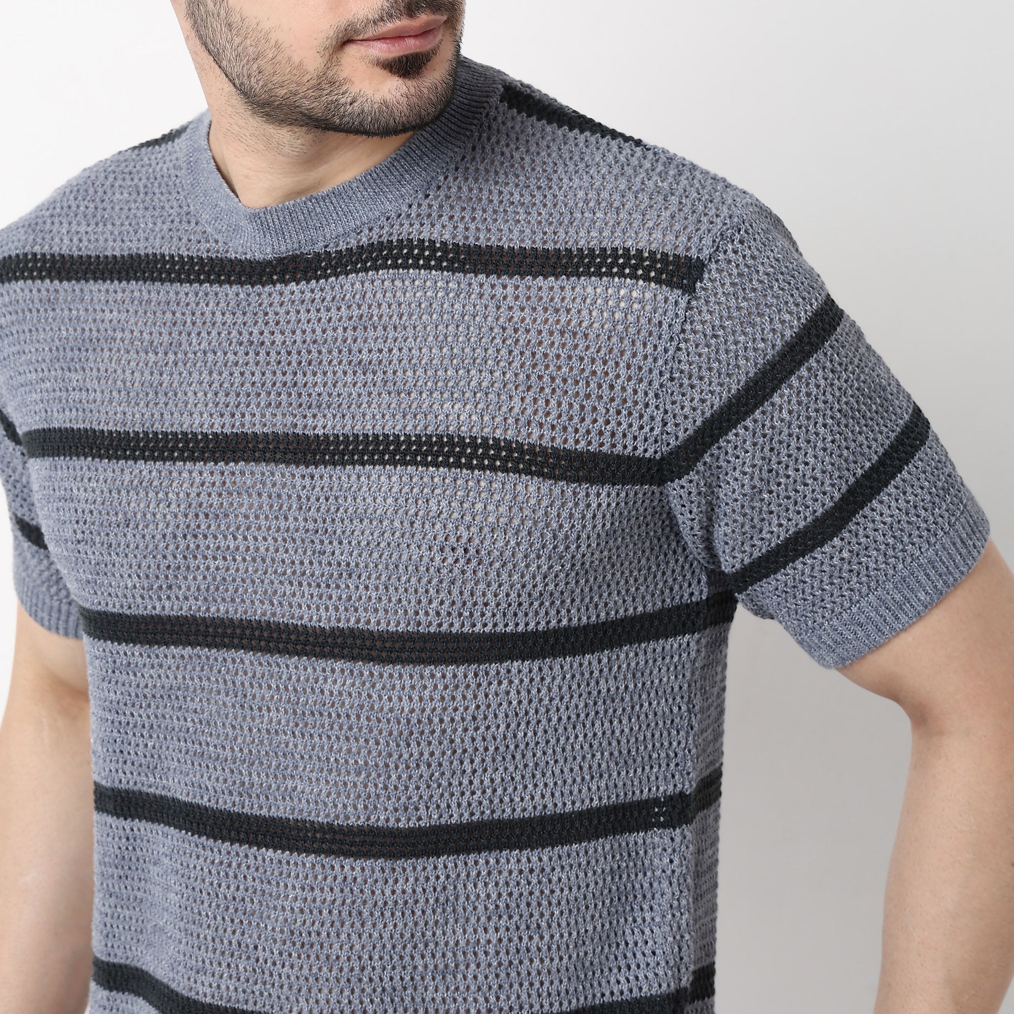 Hand Knit Jersey Smart Striped Sweater - Image 5