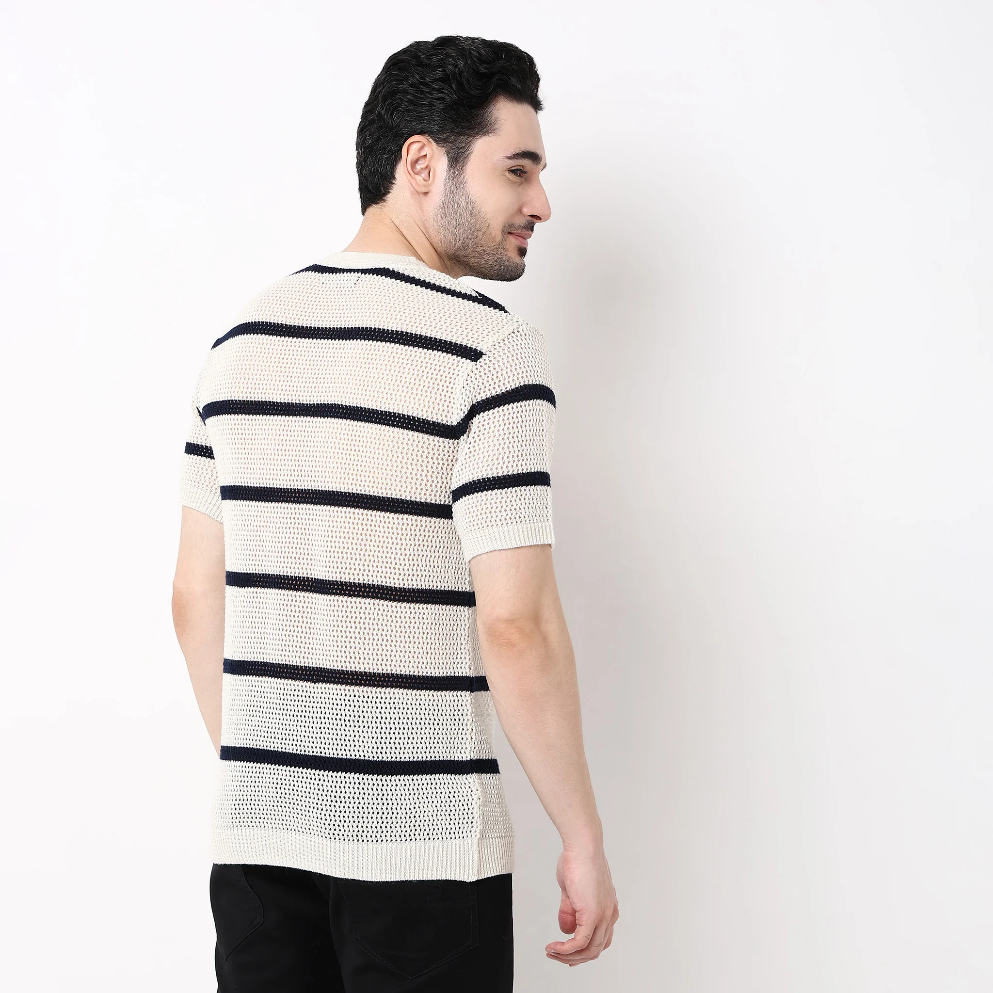 Hand Knit Jersey Smart Striped Sweater - Image 8