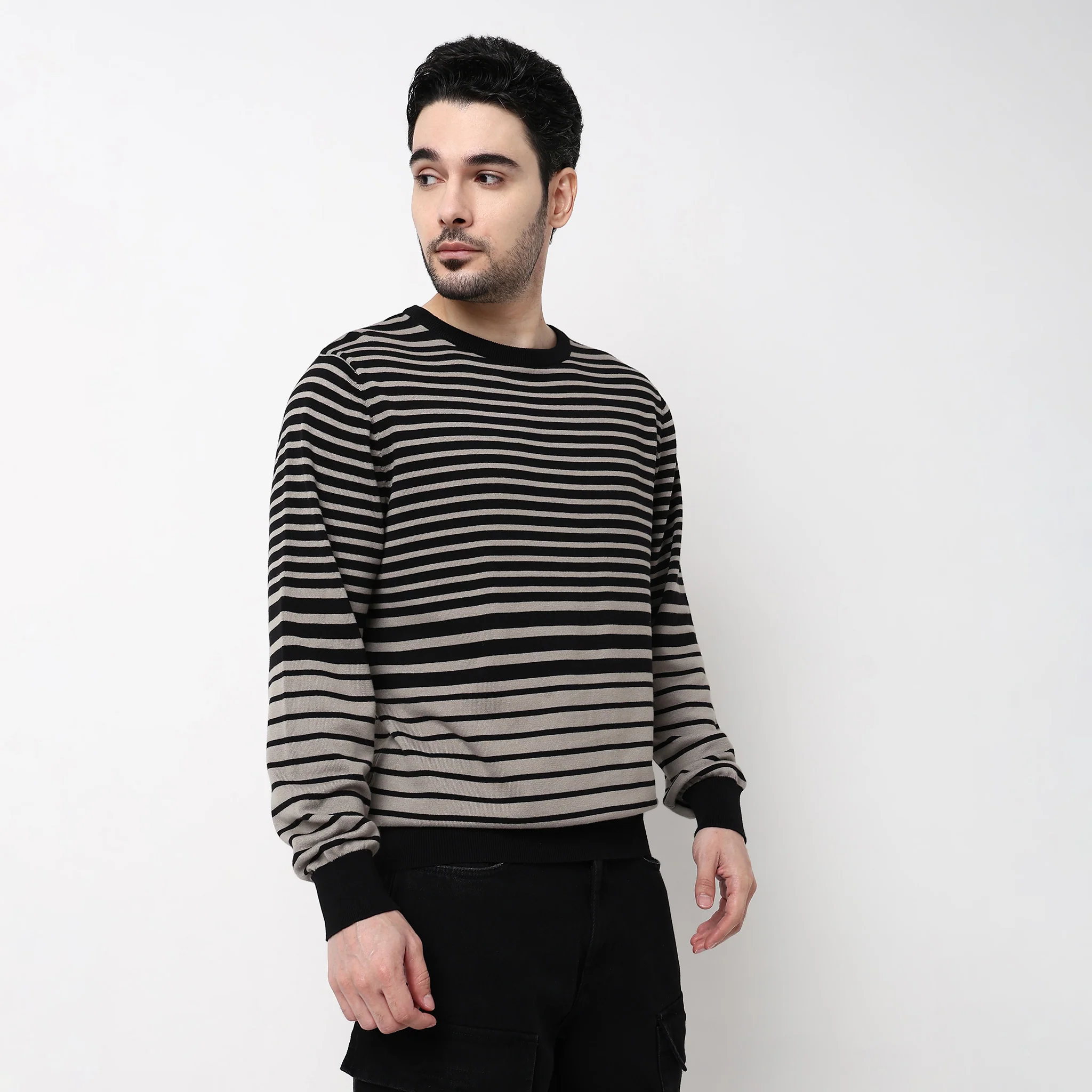 Hand Knit Jersey Smart Striped Sweater - Image 4
