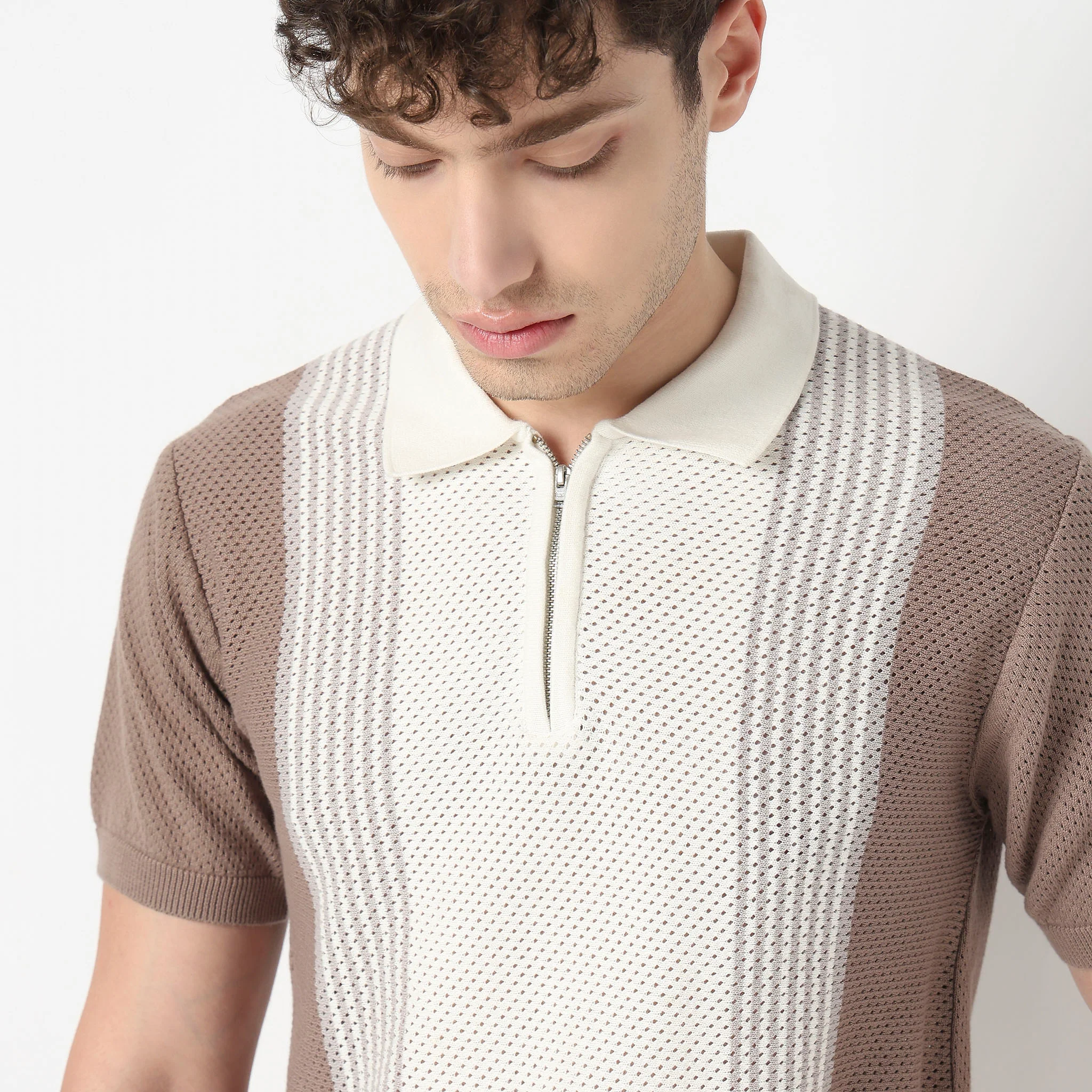 Hand Knit Jersey Striped Flat Knit T-Shirt - Image 4