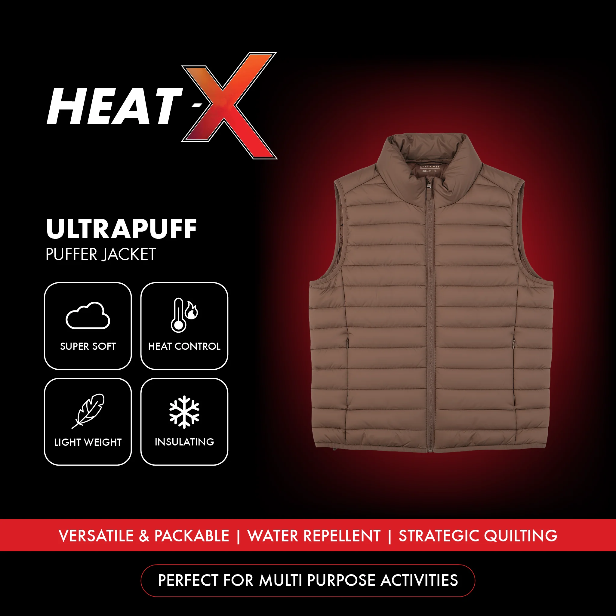 Heat-X Ultrapuff High Neck Sleeveless Gilet Jacket - Water Repellant Fabric with Zippered Hand Pockets - Image 36