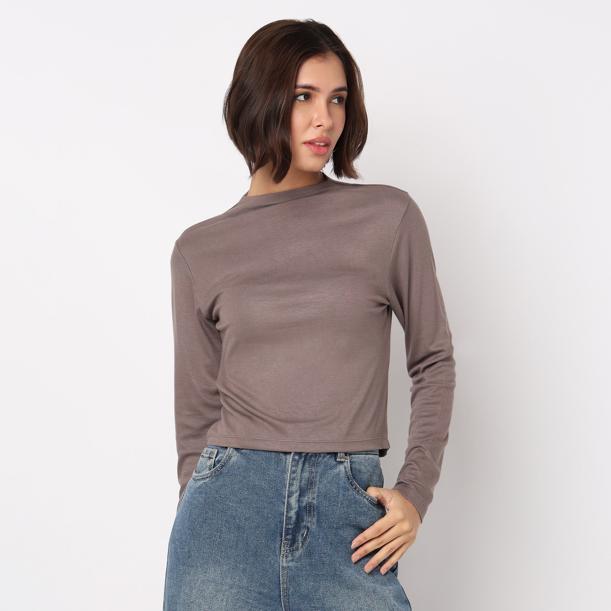 High Neck Full Sleeve Essential T-Shirt - Image 2