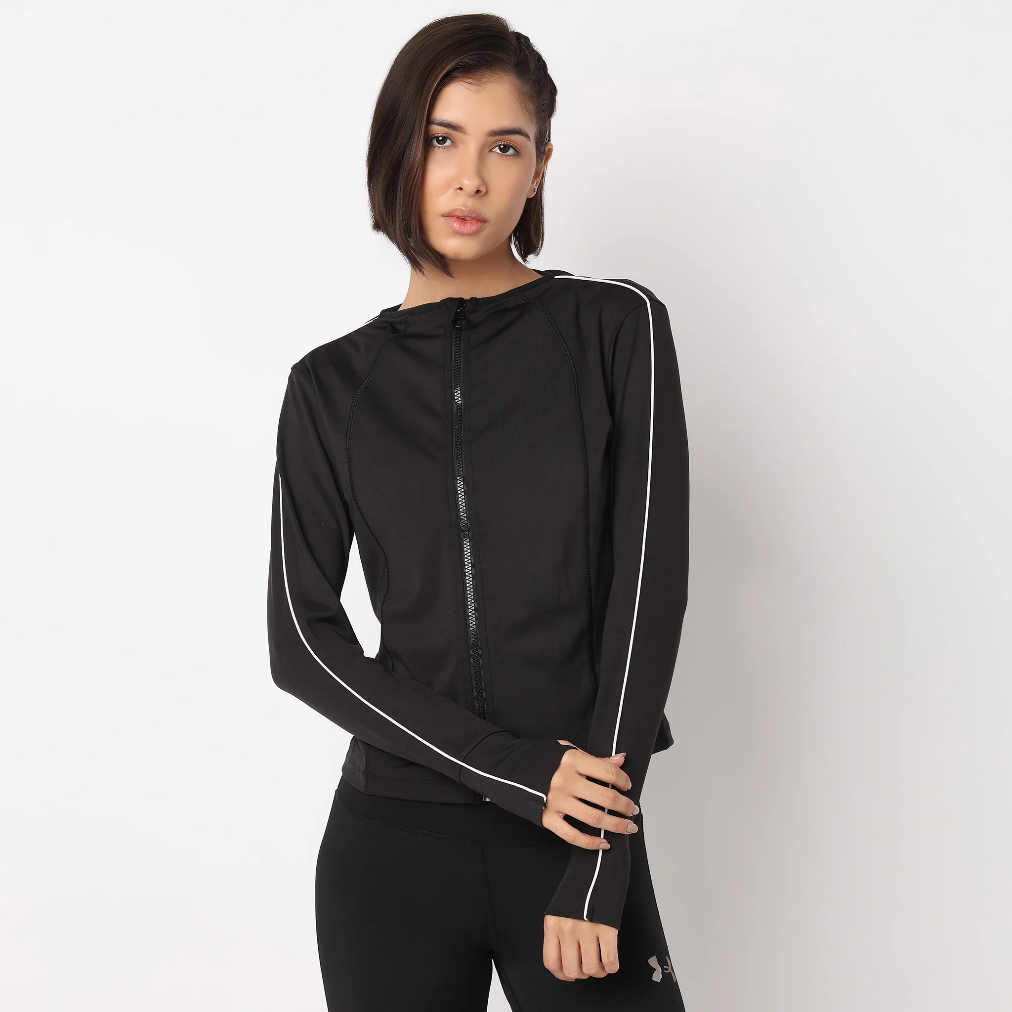 Air Dry High Neck Jacket with Front Zipper Opening - Image 2