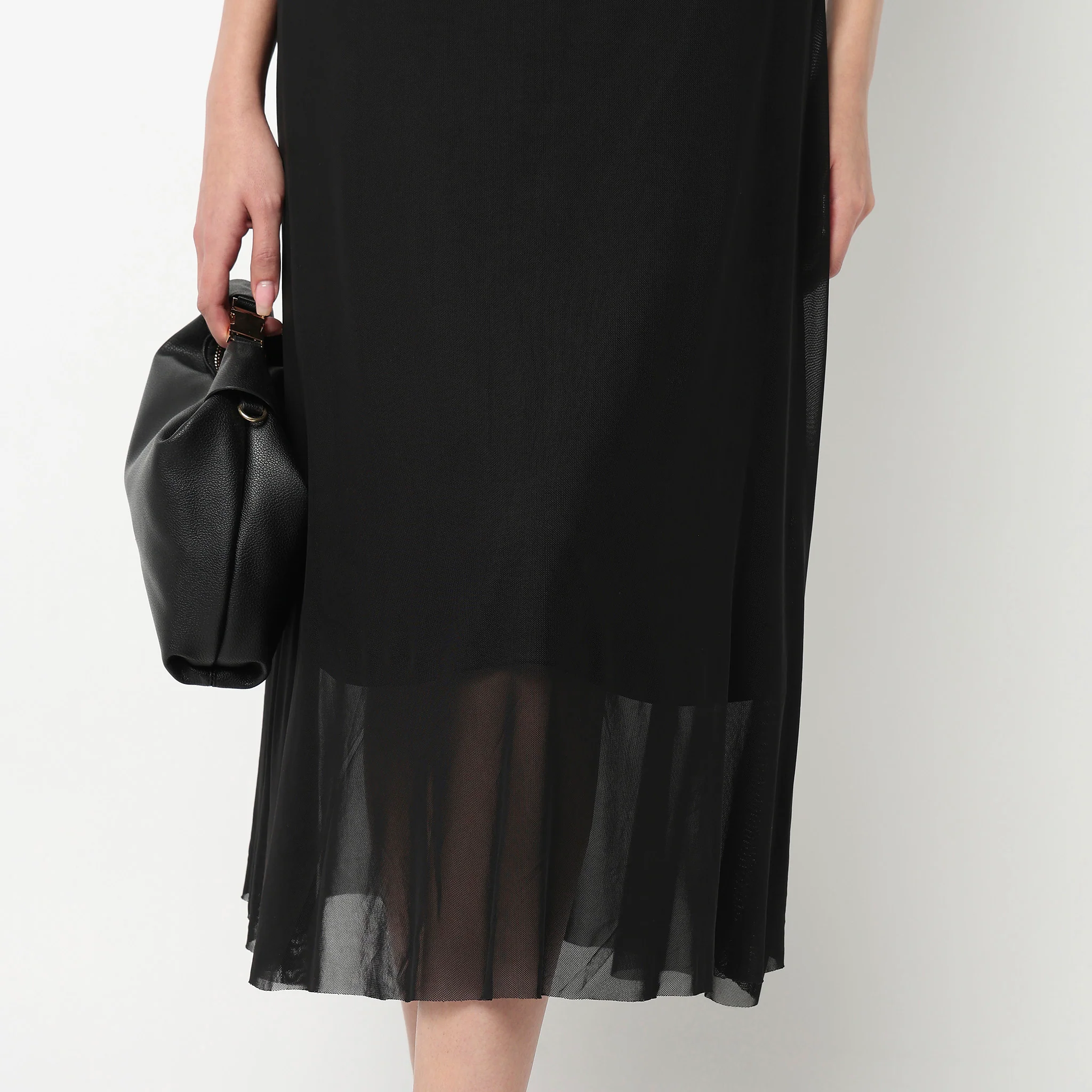 High Neck Mesh Dress With Handkerchief Hem - Image 6
